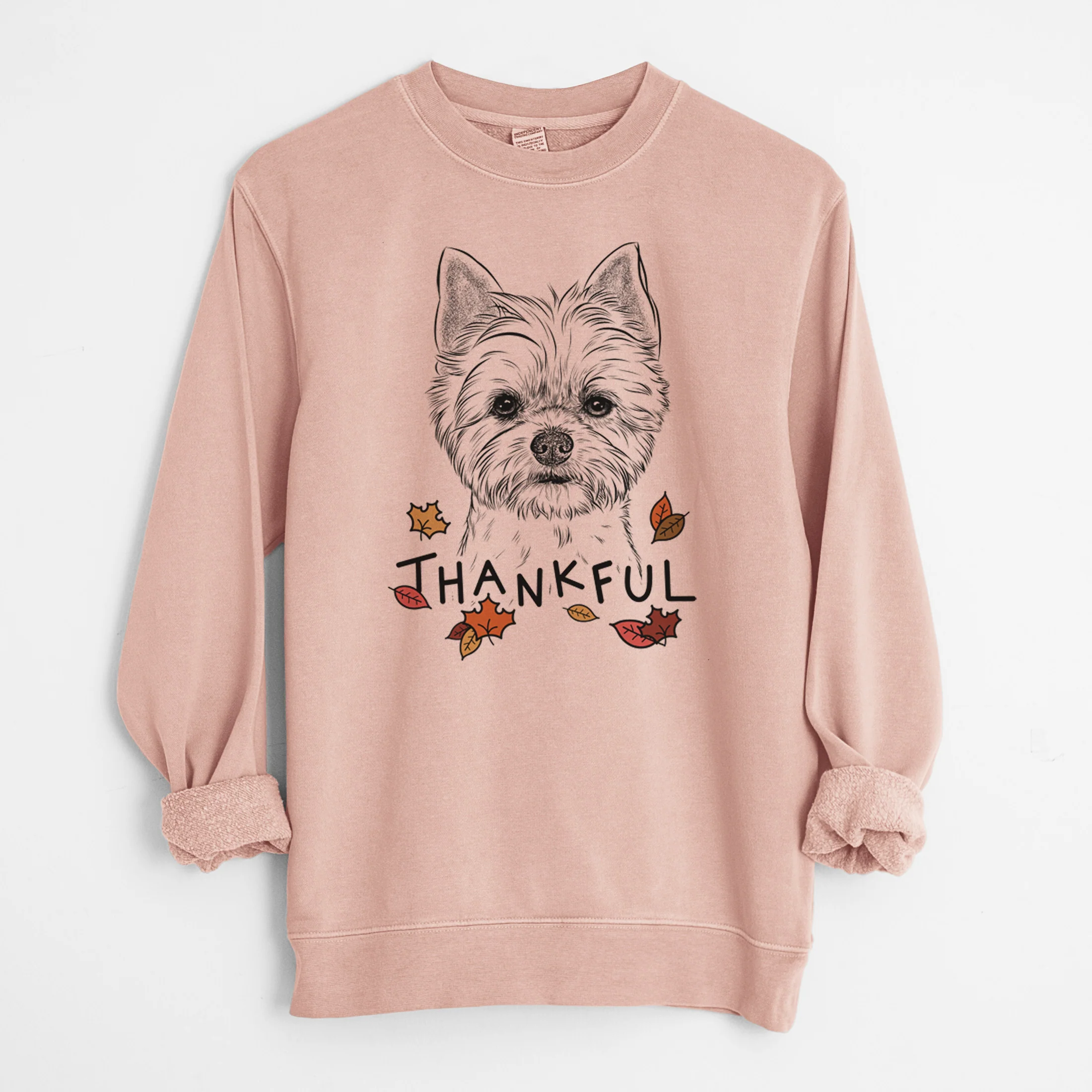 Thankful Chewy the Yorkshire Terrier - Unisex Pigment Dyed Crew Sweatshirt - Image 7