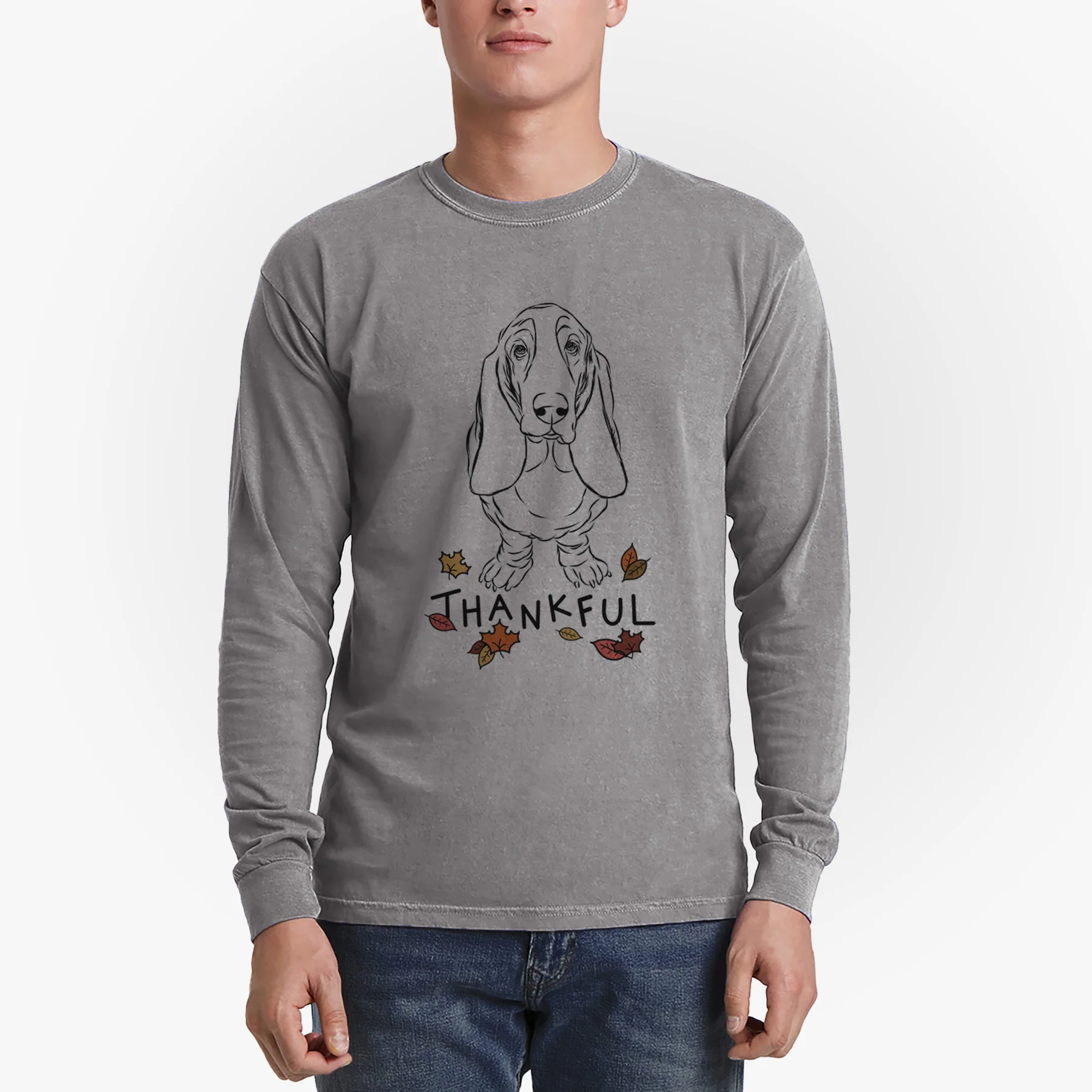 Thankful Cooper the Boxer - Men's Heavyweight 100% Cotton Long Sleeve - Image 5