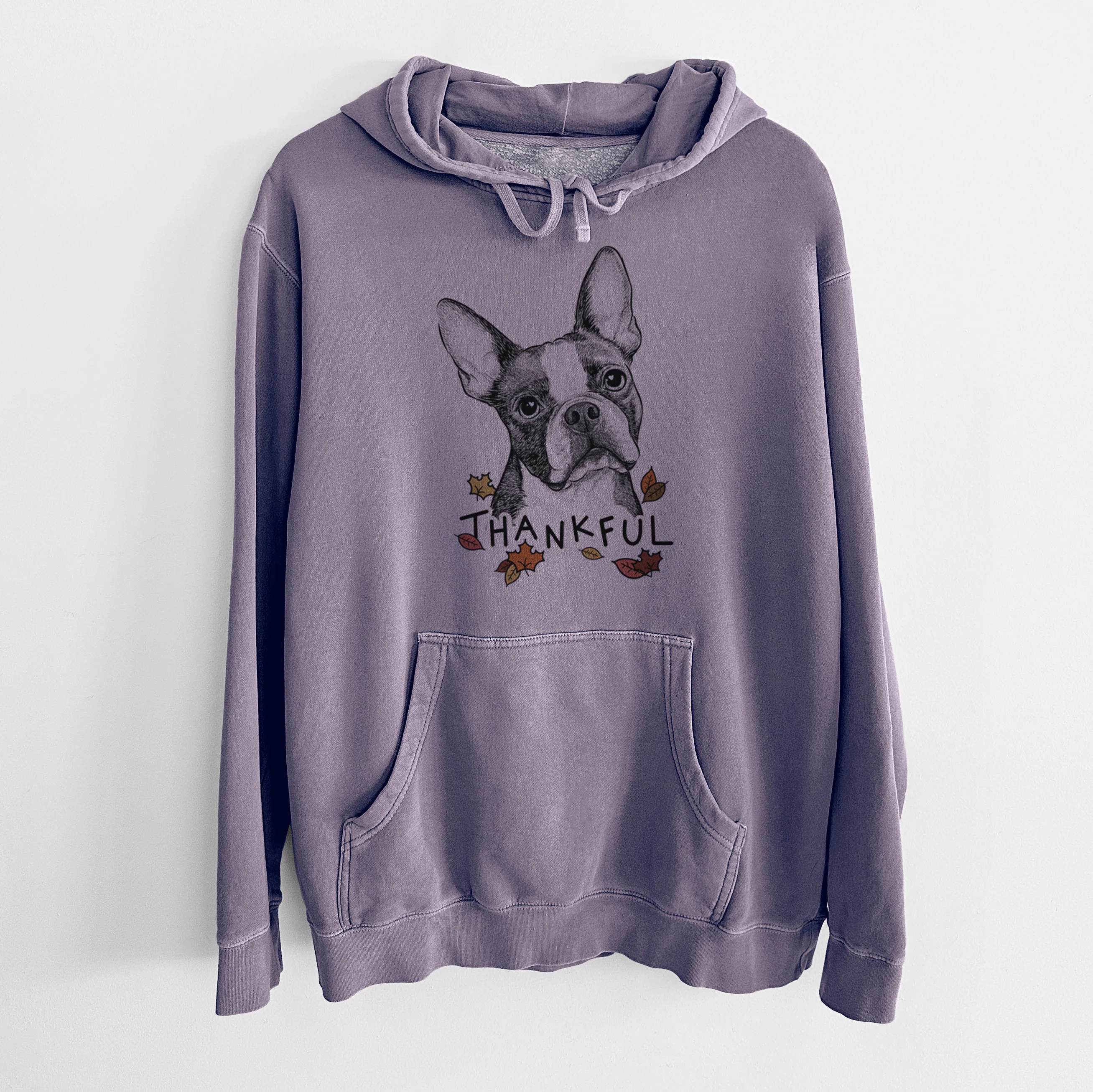 Thankful Dee Dee the Boston Terrier - Unisex Pigment Dyed Hoodie - Image 9