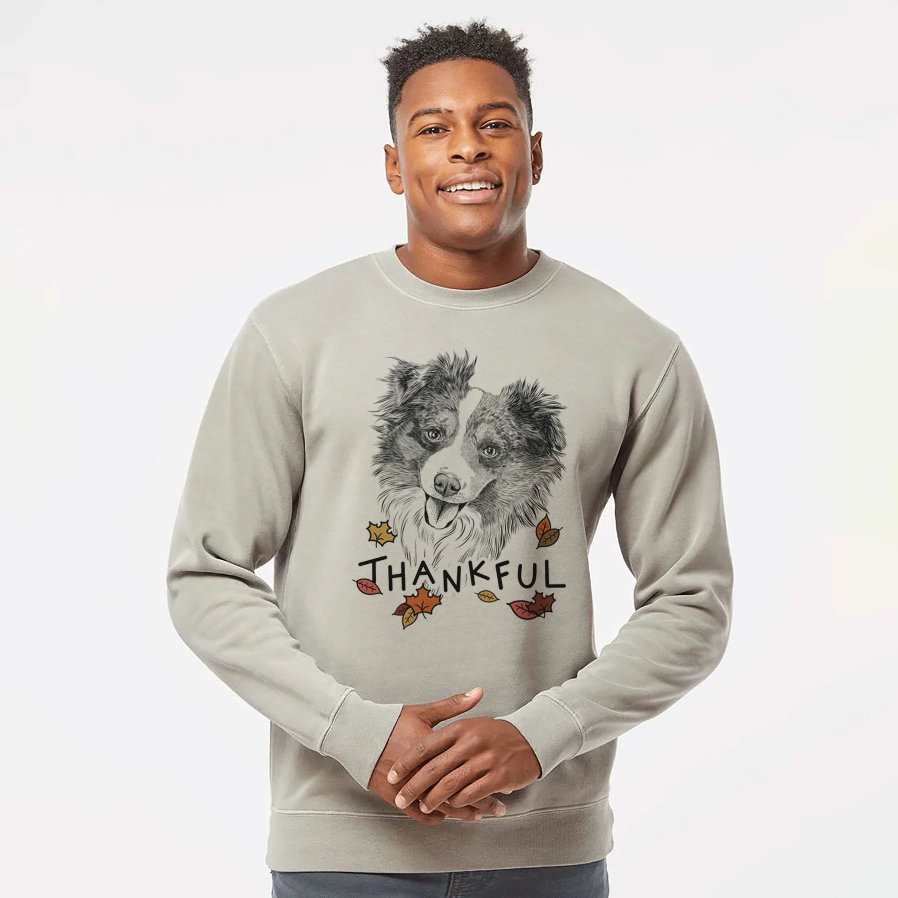 Thankful Doc the Mini Aussie - Unisex Pigment Dyed Crew Sweatshirt - Image 5
