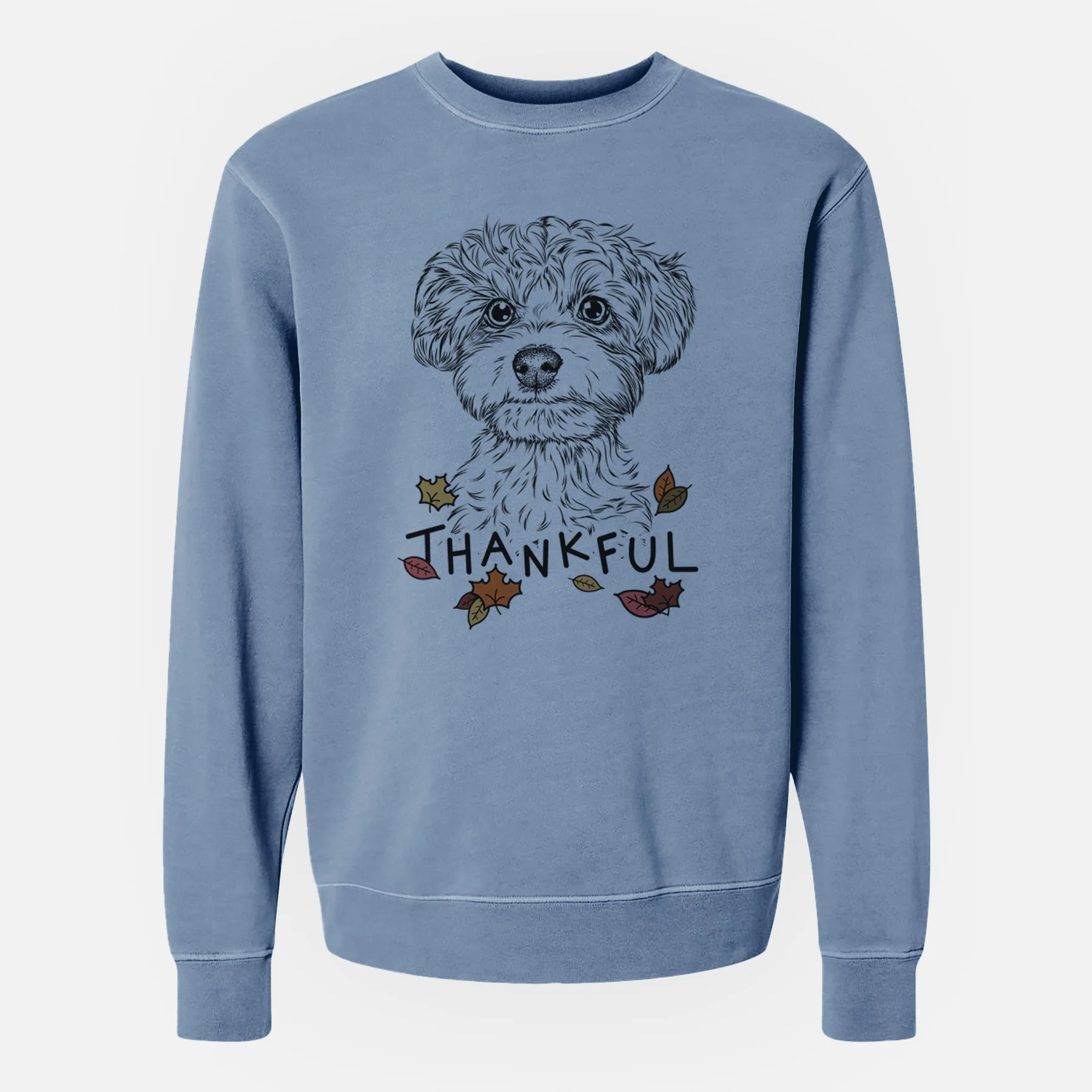 Thankful Elliott the Yorkiepoo - Unisex Pigment Dyed Crew Sweatshirt