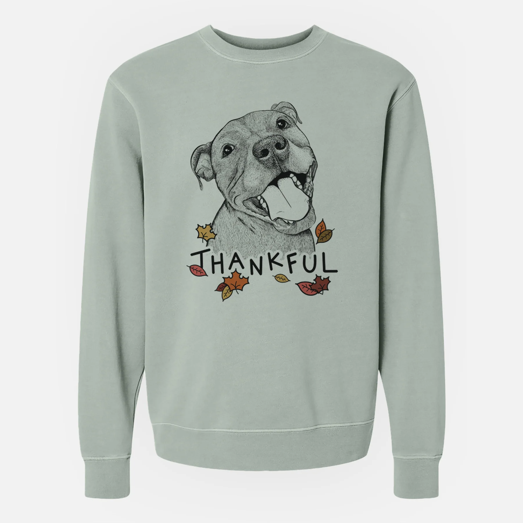 Thankful Eloise the Pitbull Mix - Unisex Pigment Dyed Crew Sweatshirt - Image 6
