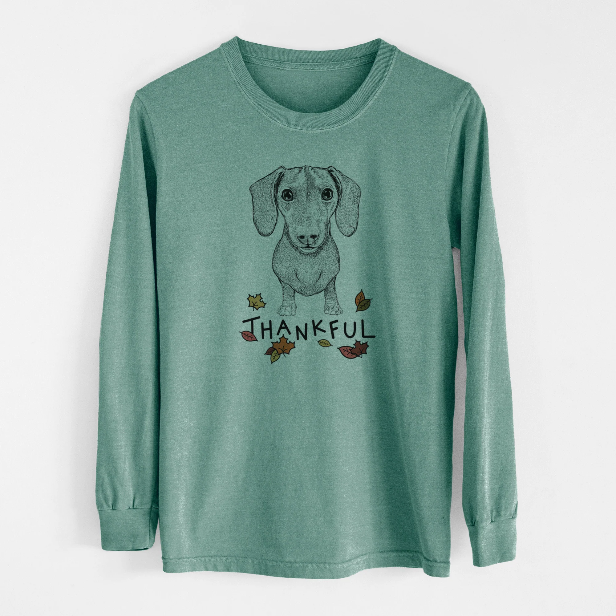 Thankful Ernie the Mini Dachshund - Men's Heavyweight 100% Cotton Long Sleeve - Image 12