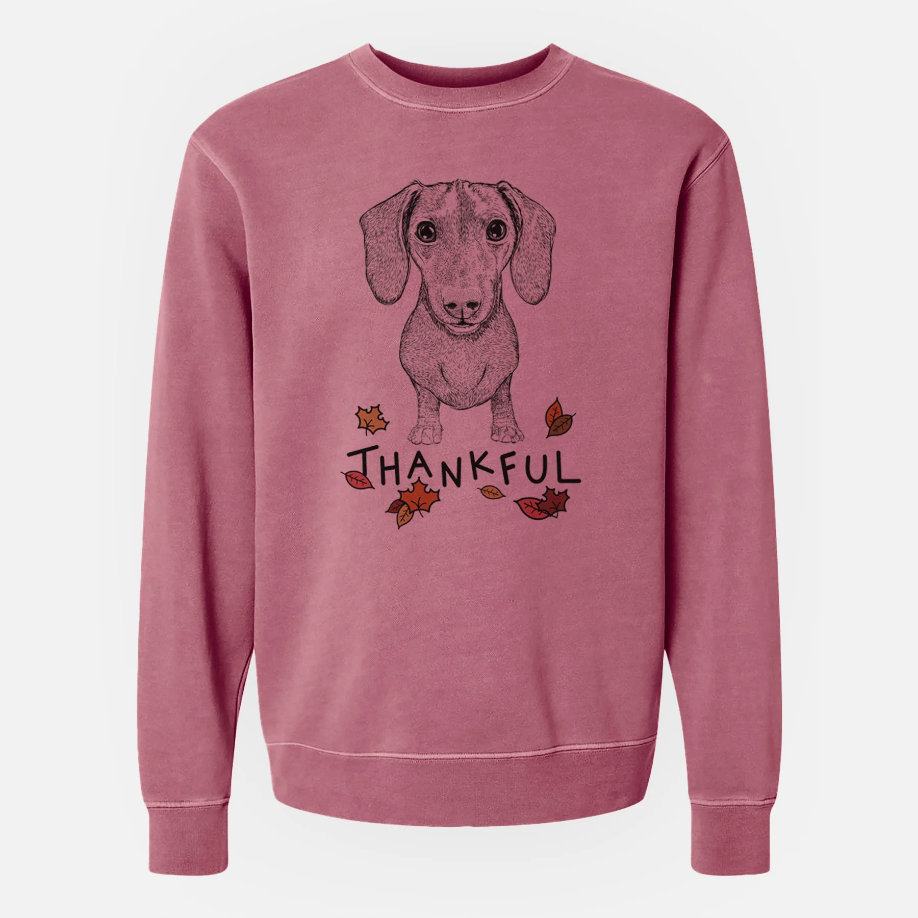 Thankful Ernie the Mini Dachshund - Unisex Pigment Dyed Crew Sweatshirt - Image 9