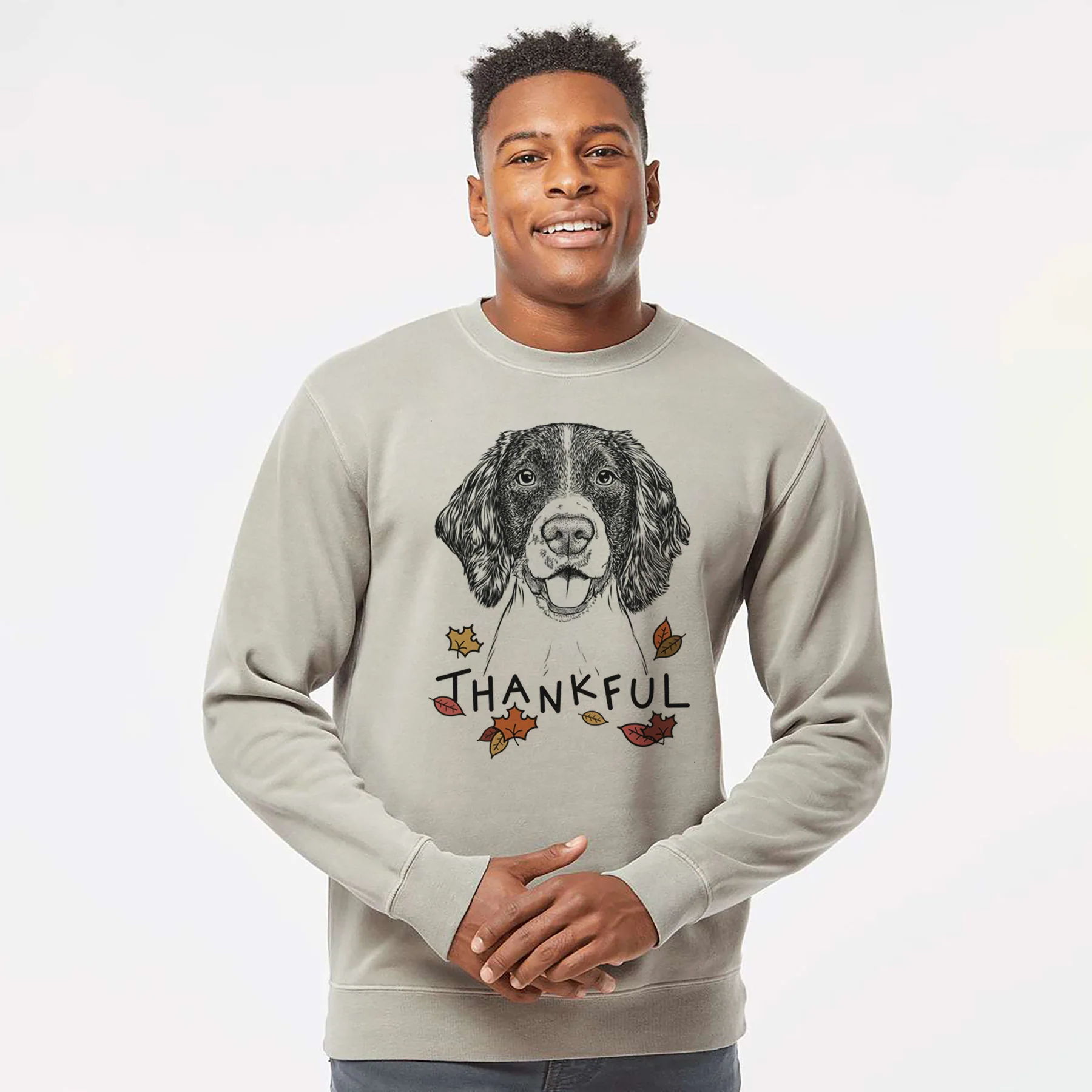 Thankful Ever the English Springer Spaniel - Unisex Pigment Dyed Crew Sweatshirt - Image 5