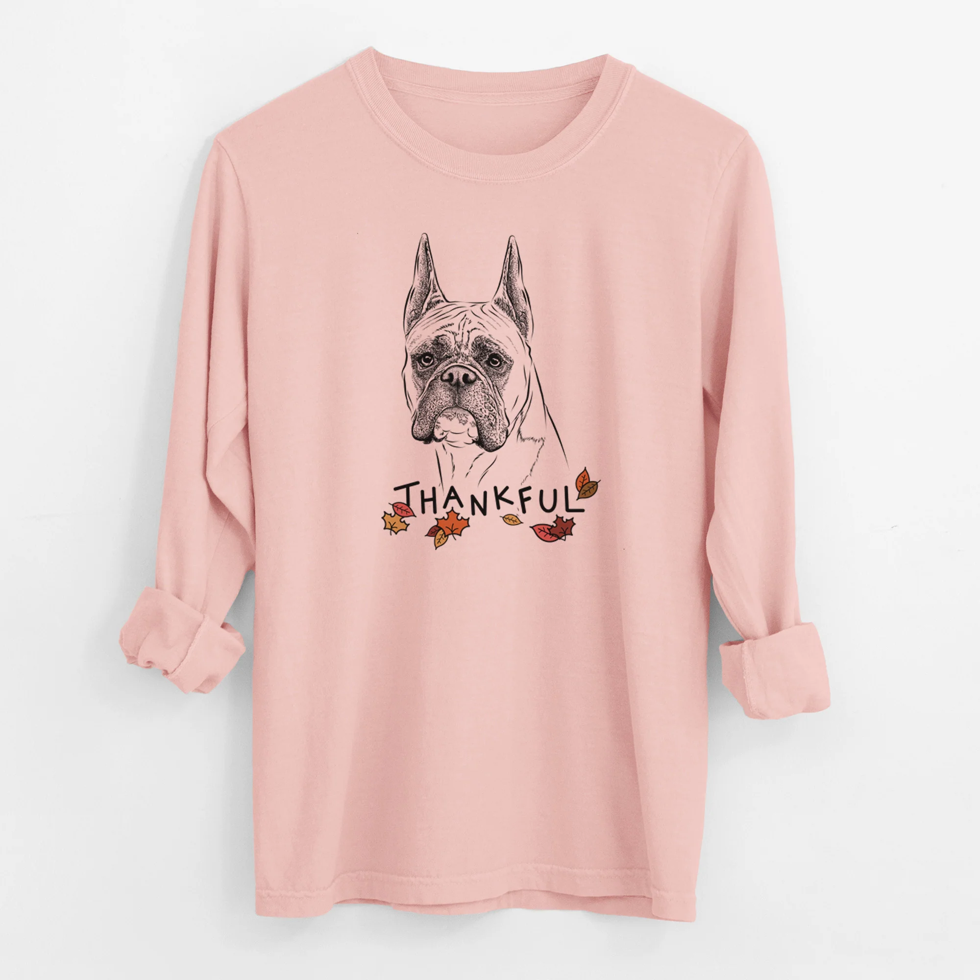 Thankful Ezra the Boxer - Men's Heavyweight 100% Cotton Long Sleeve - Image 11