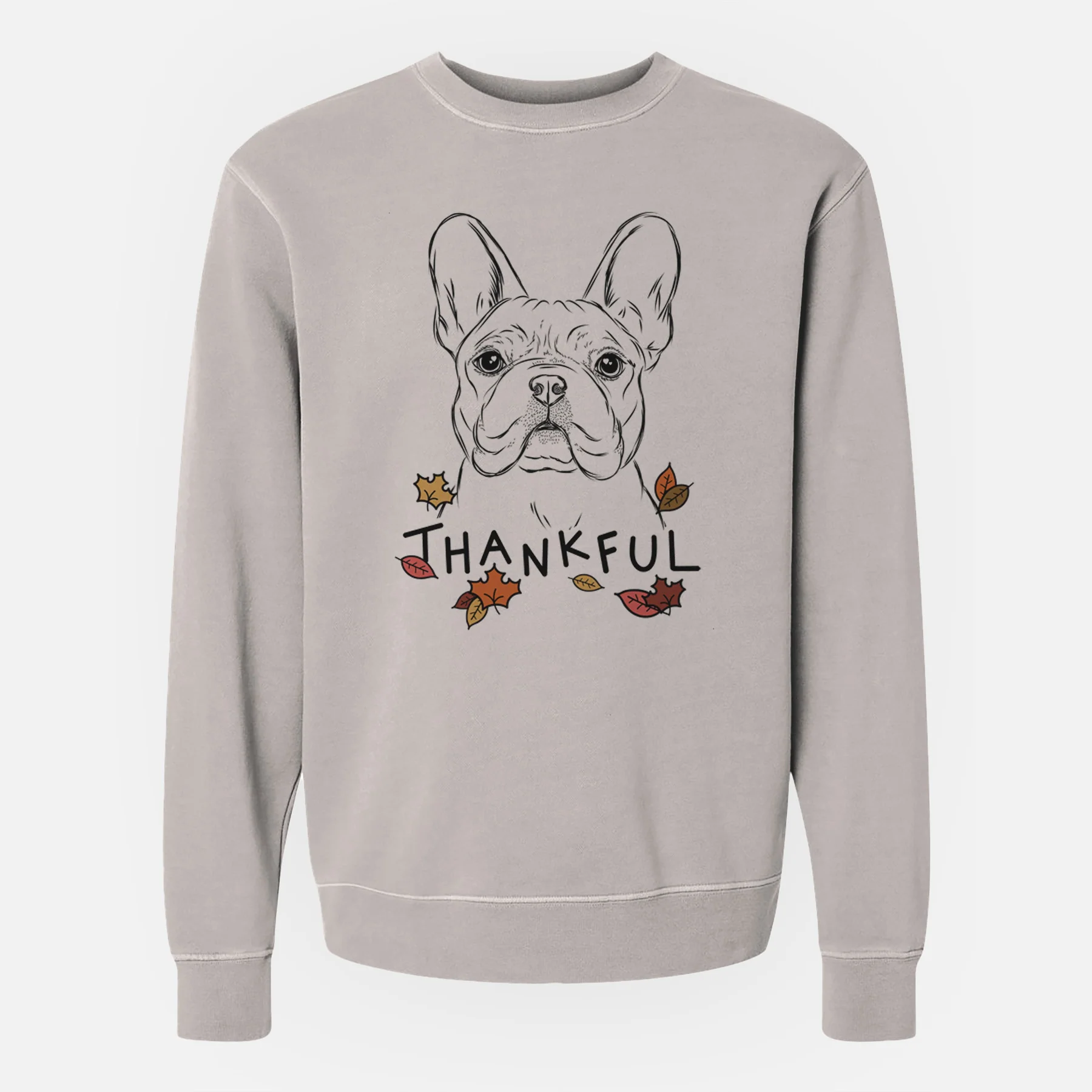 Thankful Franco the French Bulldog - Unisex Pigment Dyed Crew Sweatshirt - Image 3