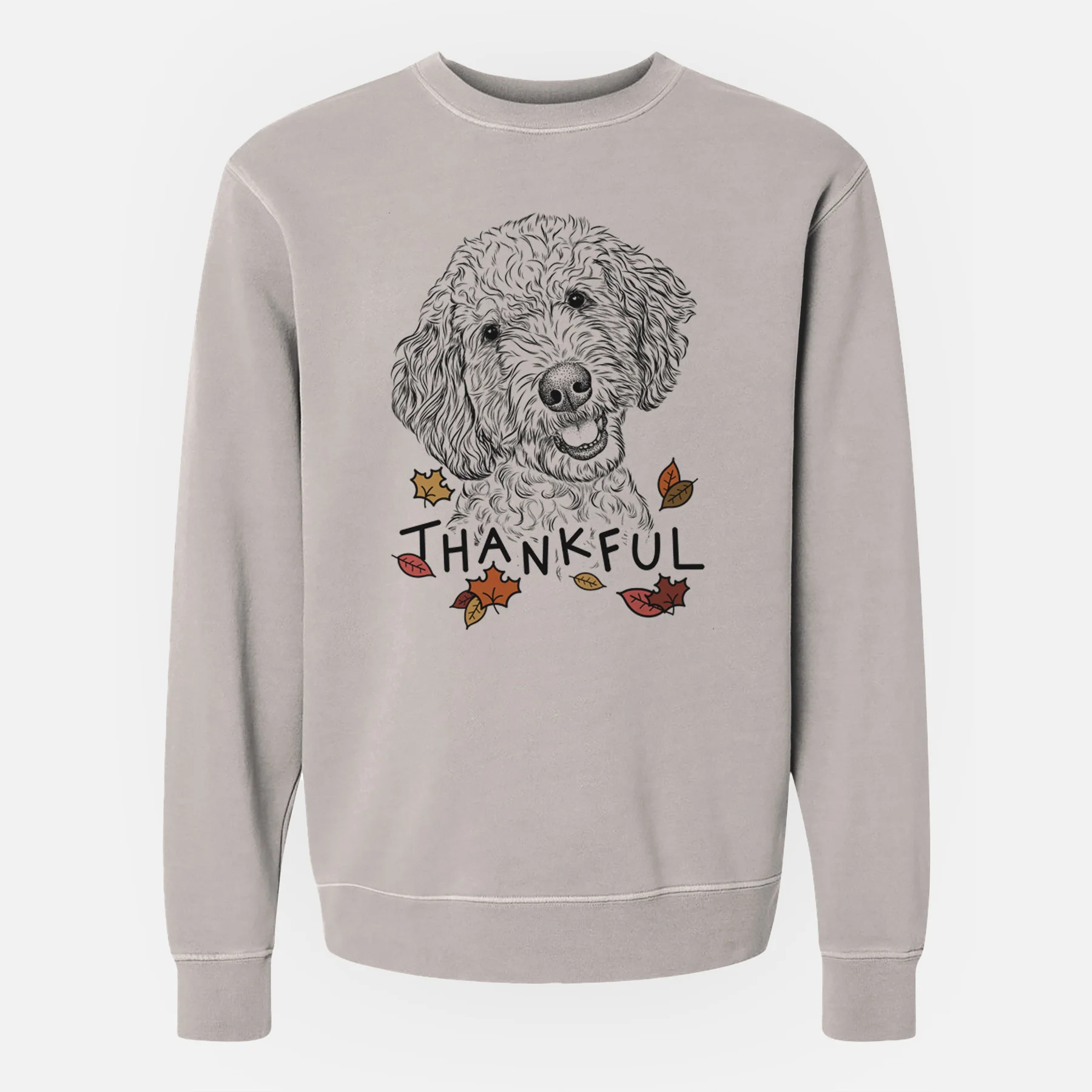 Thankful Gizmo the Goldendoodle - Unisex Pigment Dyed Crew Sweatshirt - Image 3