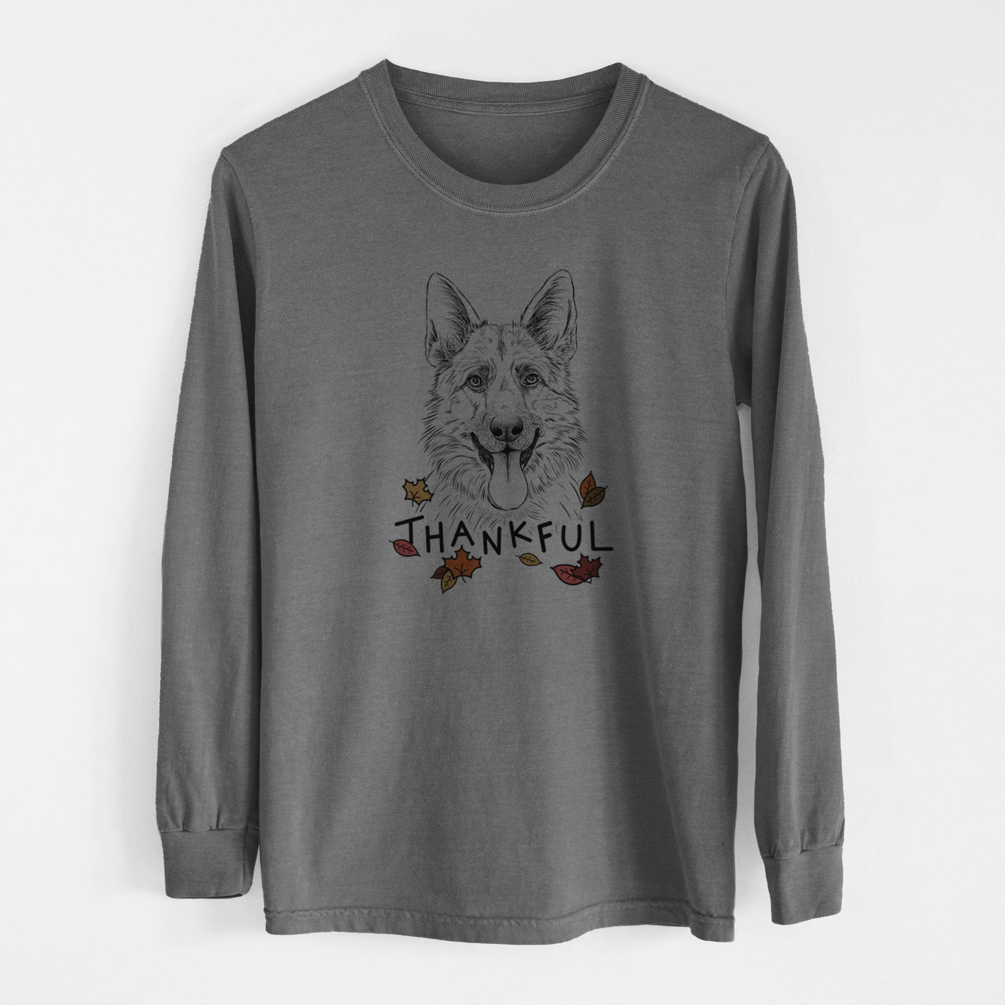 Thankful Grace the German Shepherd - Men's Heavyweight 100% Cotton Long Sleeve - Image 14
