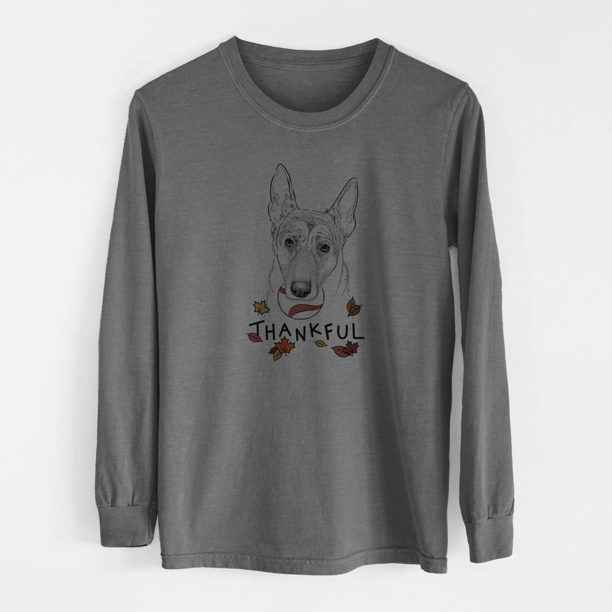 Thankful Greta the German Shepherd - Men's Heavyweight 100% Cotton Long Sleeve - Image 14