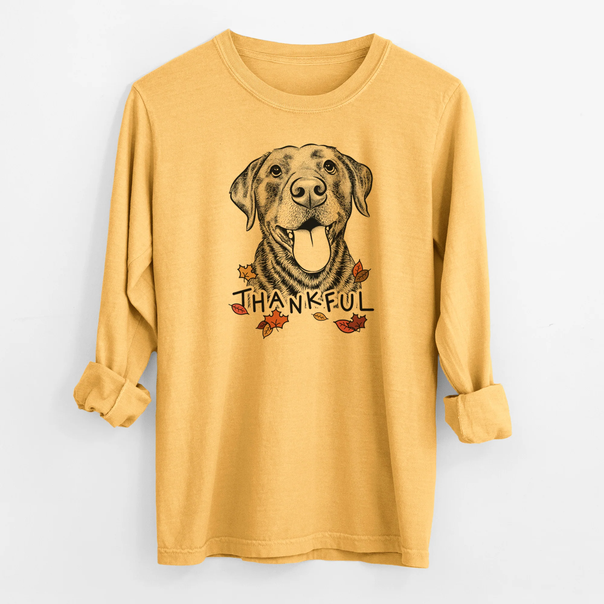 Thankful Gwen the Labrador Retriever - Men's Heavyweight 100% Cotton Long Sleeve - Image 3