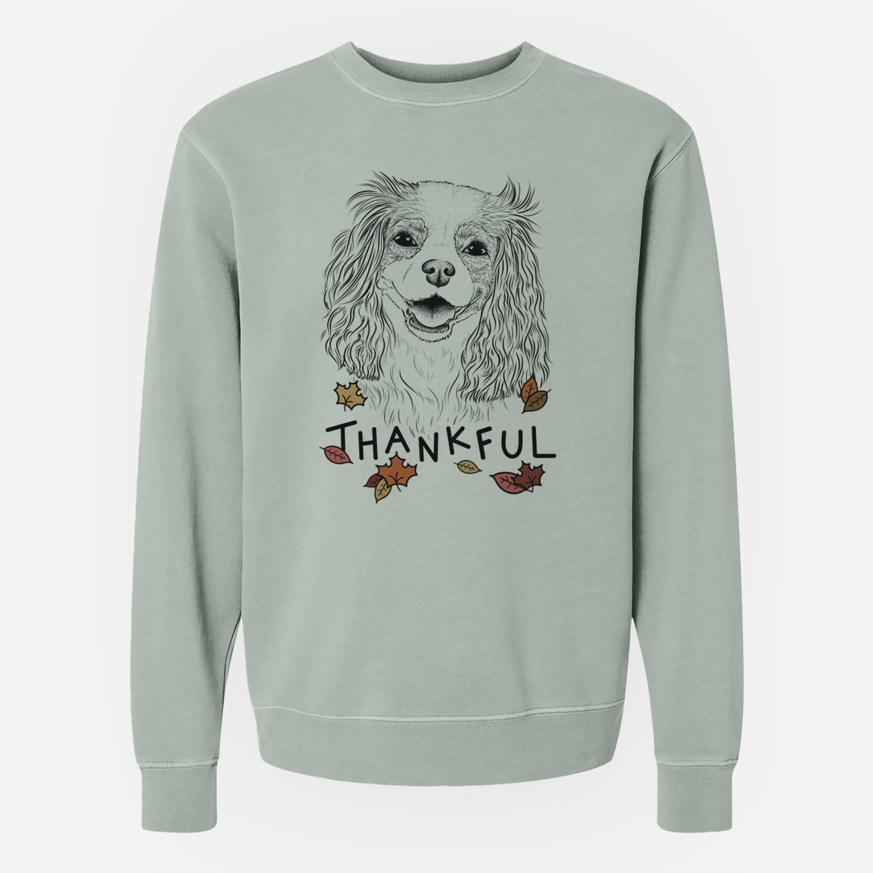 Thankful Halley Comet the Cavalier King Charles Spaniel - Unisex Pigment Dyed Crew Sweatshirt - Image 6