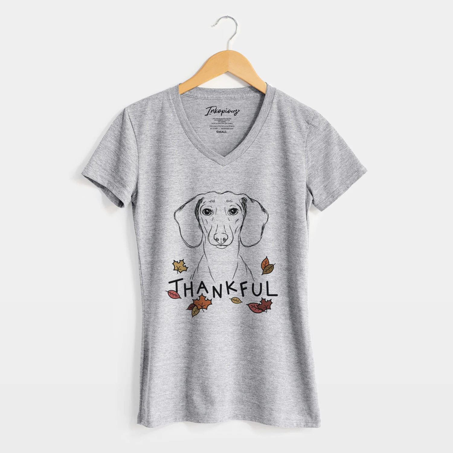 Thankful Hans the Dachshund - Women's V-neck Shirt - Image 5