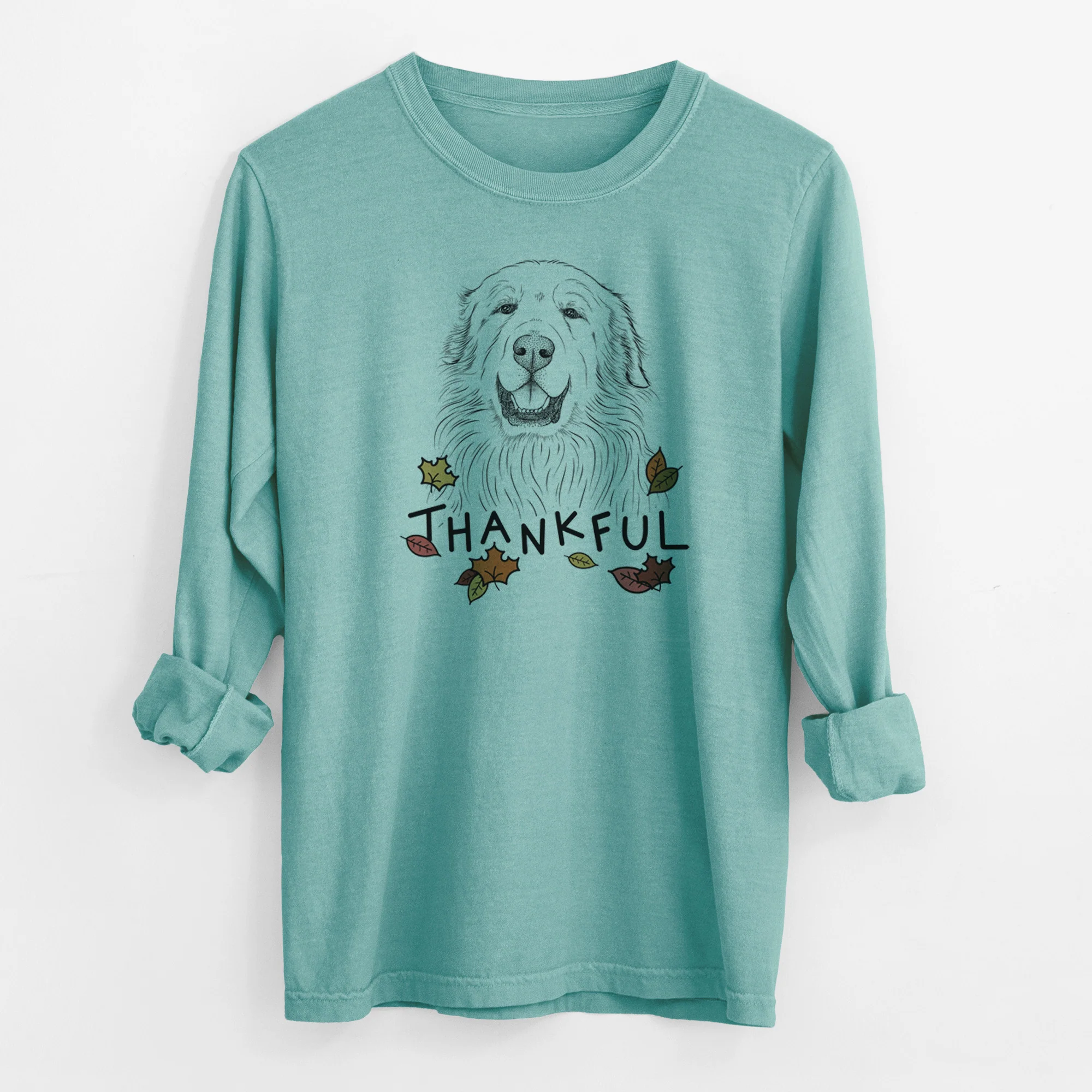 Thankful Horton the Great Pyrenees - Men's Heavyweight 100% Cotton Long Sleeve