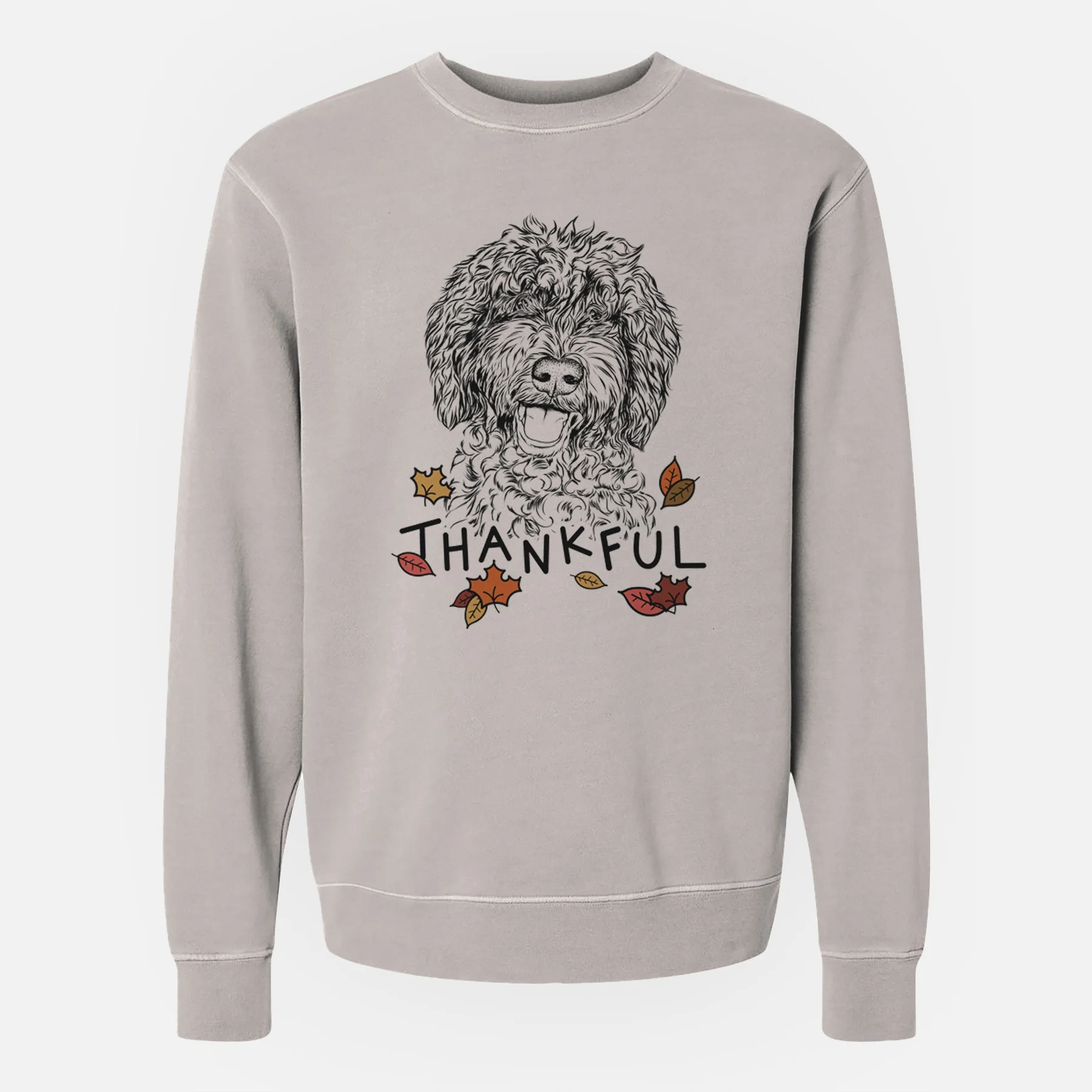 Thankful Jack the Chocolate Labradoodle - Unisex Pigment Dyed Crew Sweatshirt - Image 3