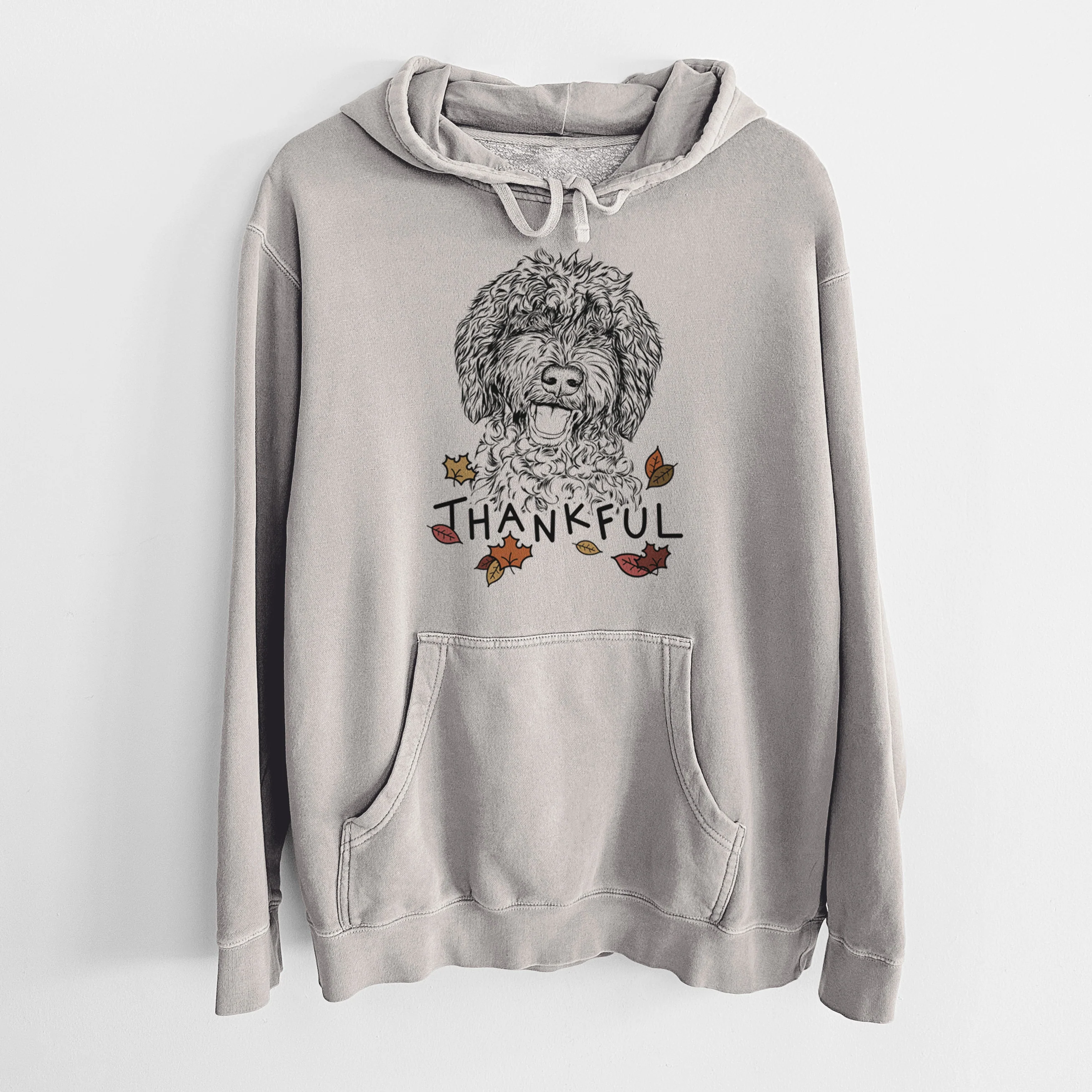 Thankful Jack the Chocolate Labradoodle - Unisex Pigment Dyed Hoodie - Image 5