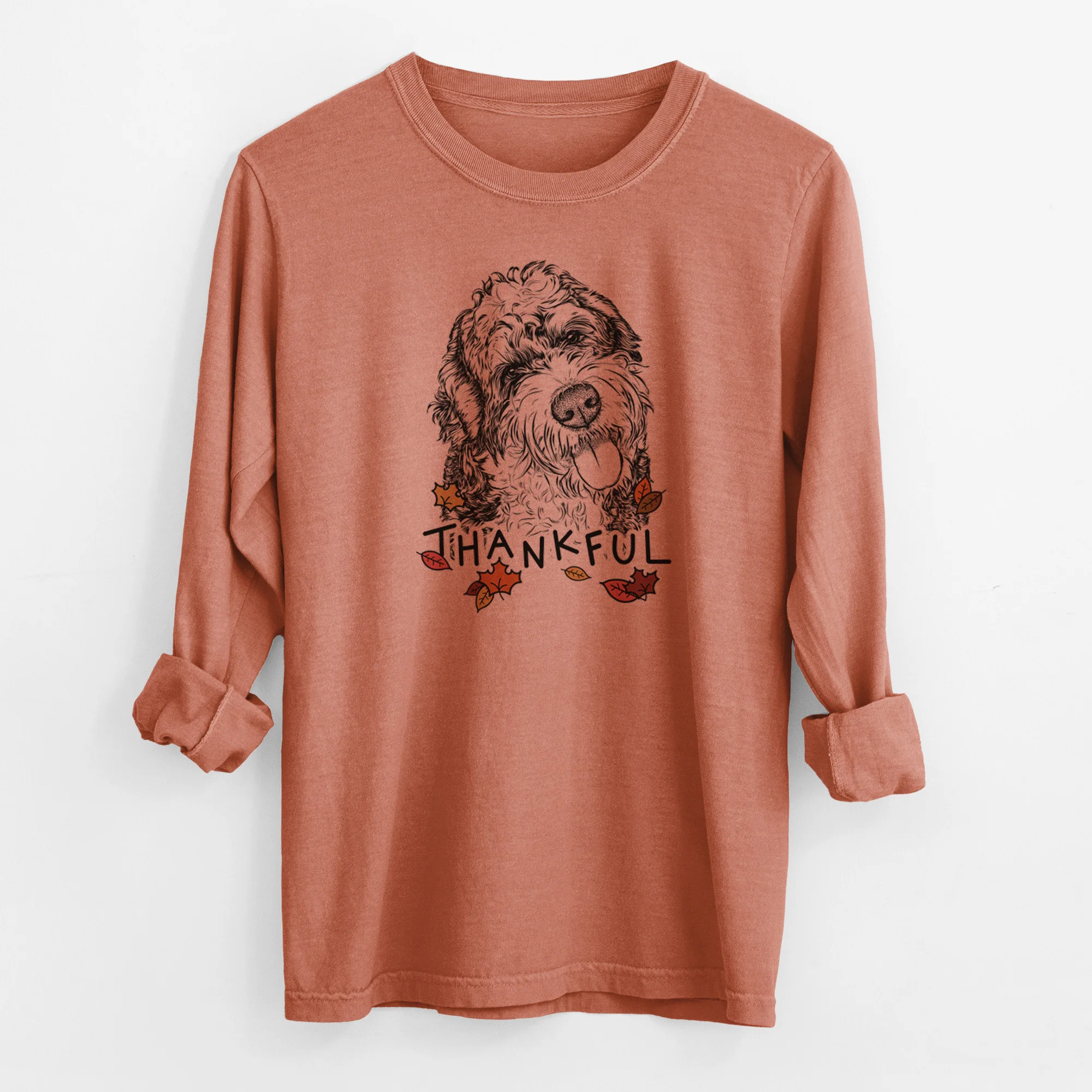 Thankful Kaci the Bernedoodle - Men's Heavyweight 100% Cotton Long Sleeve - Image 13