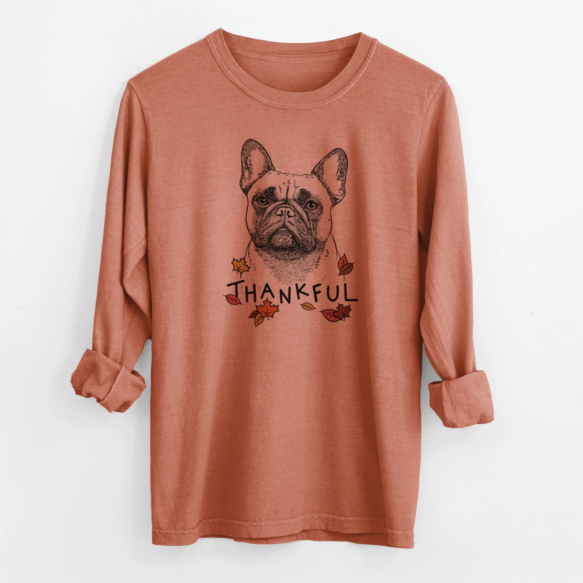 Thankful Kingsleigh the French Bulldog - Men's Heavyweight 100% Cotton Long Sleeve - Image 13