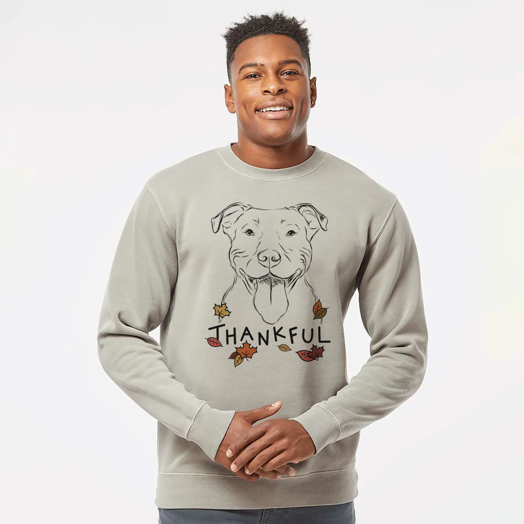 Thankful Major the Pitbull - Unisex Pigment Dyed Crew Sweatshirt - Image 5