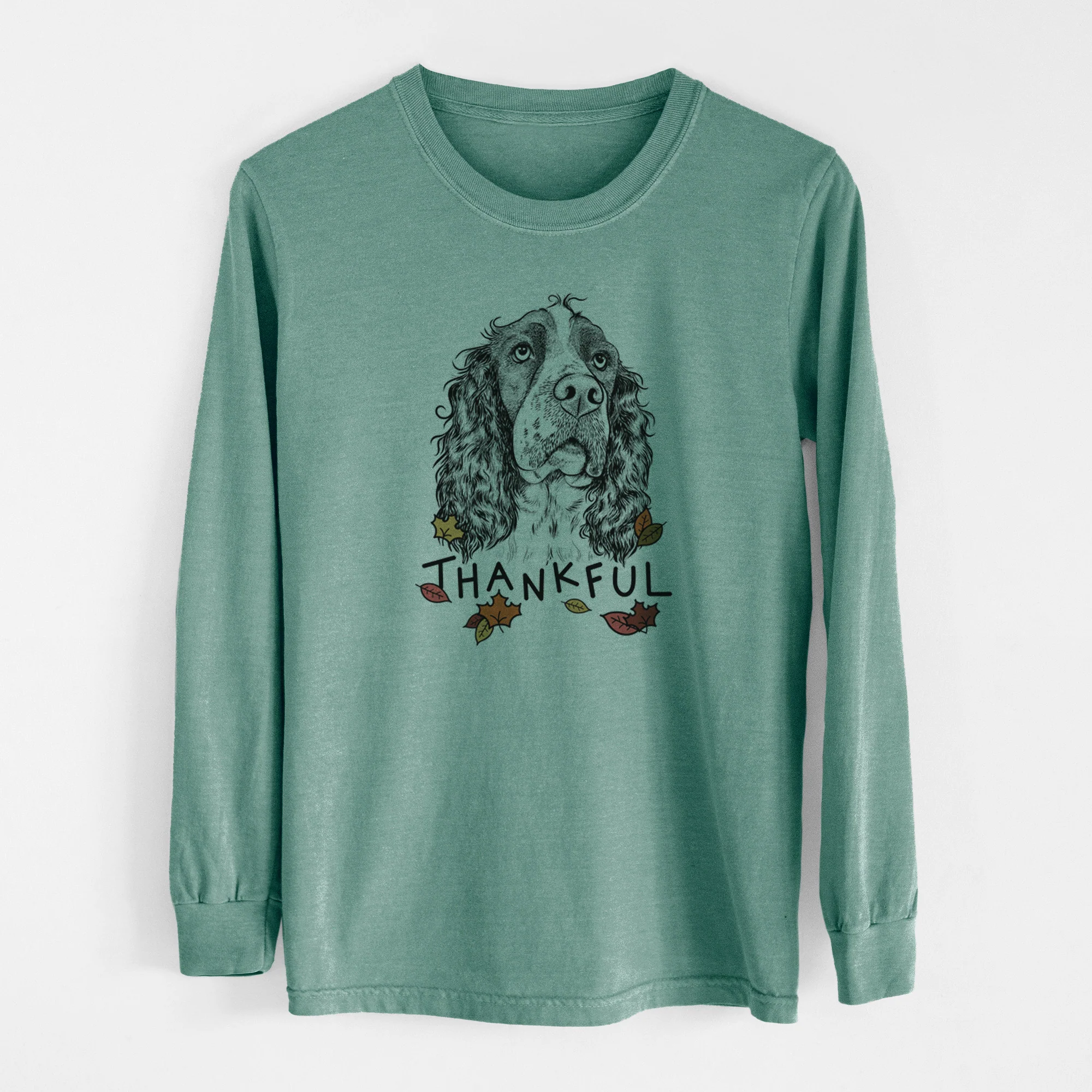 Thankful Millie Mae the English Springer Spaniel - Men's Heavyweight 100% Cotton Long Sleeve - Image 12
