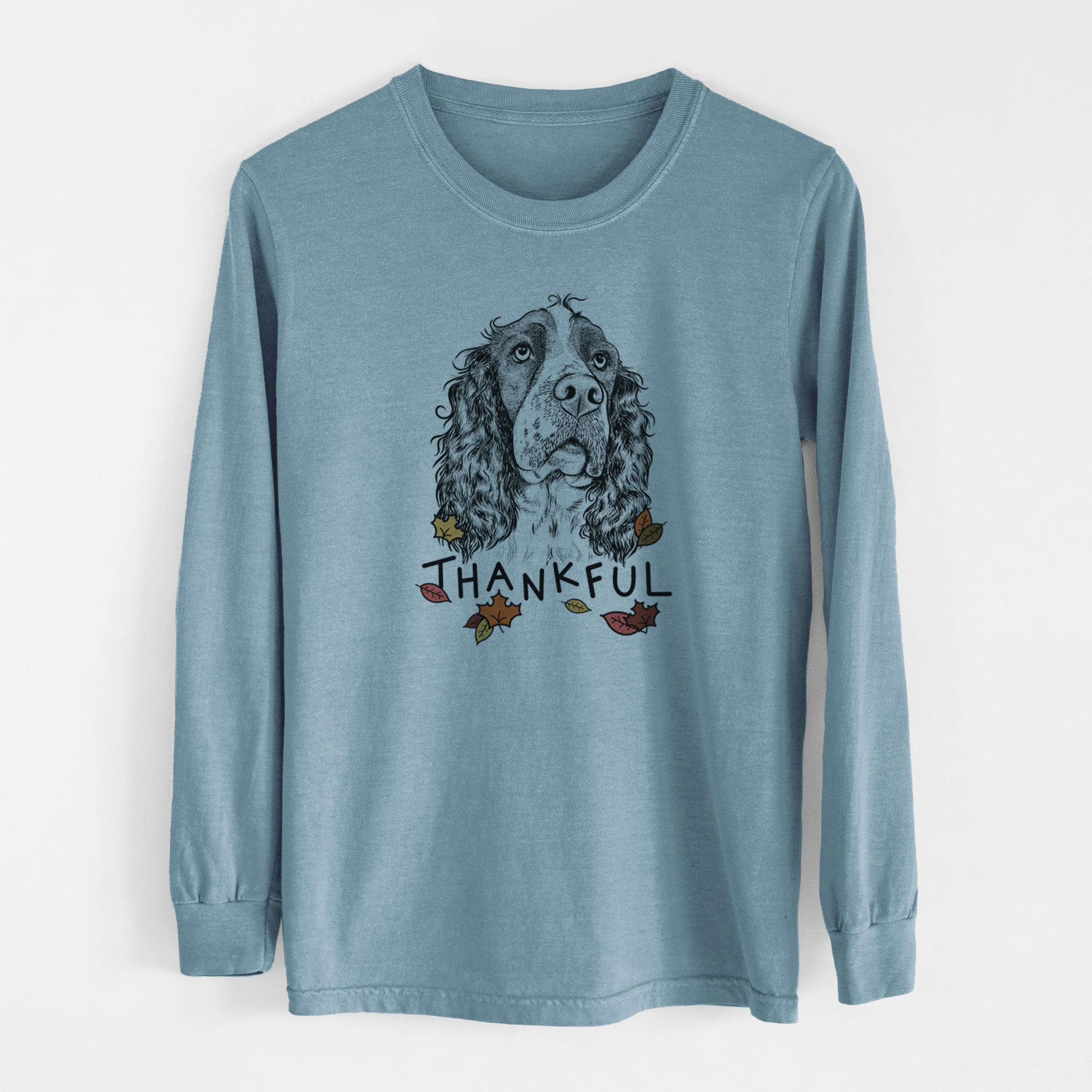 Thankful Millie Mae the English Springer Spaniel - Men's Heavyweight 100% Cotton Long Sleeve - Image 8