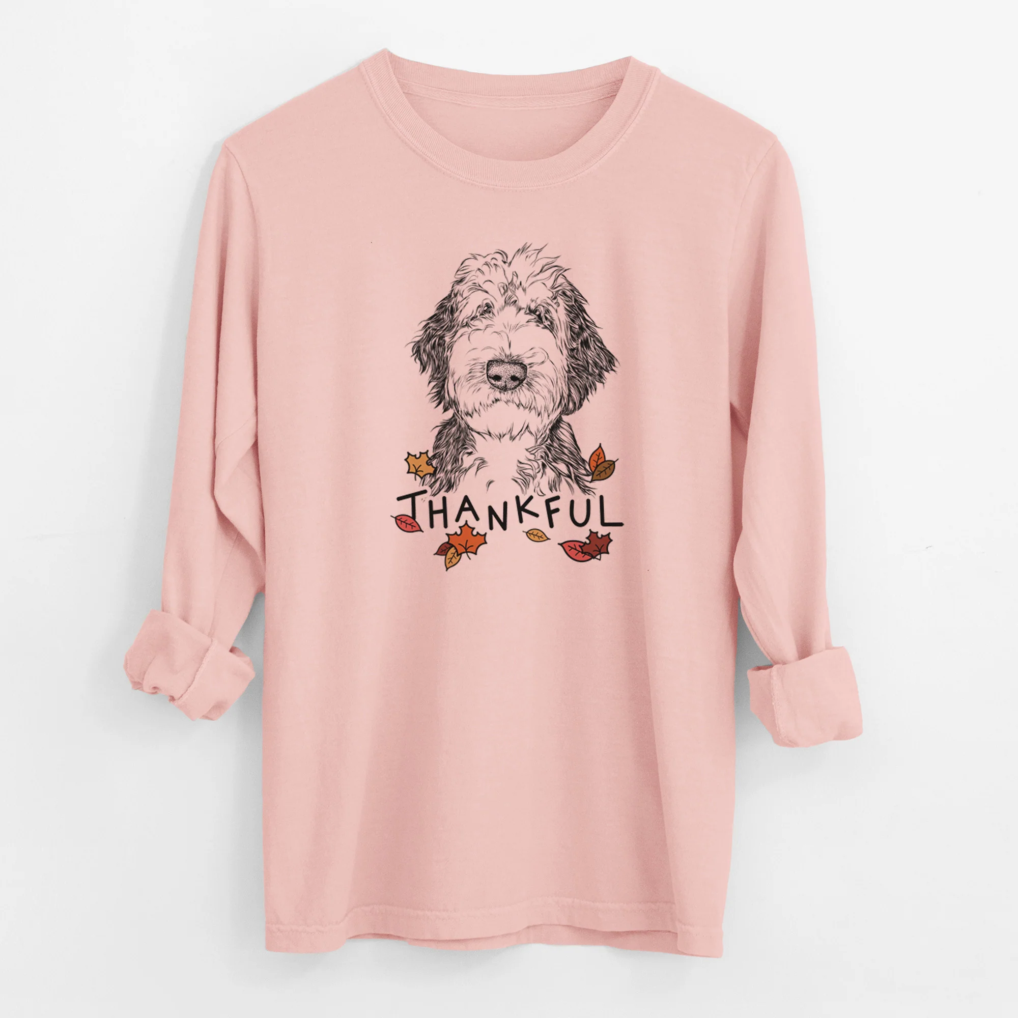 Thankful Milo Fluff the Sheepadoodle - Men's Heavyweight 100% Cotton Long Sleeve - Image 11