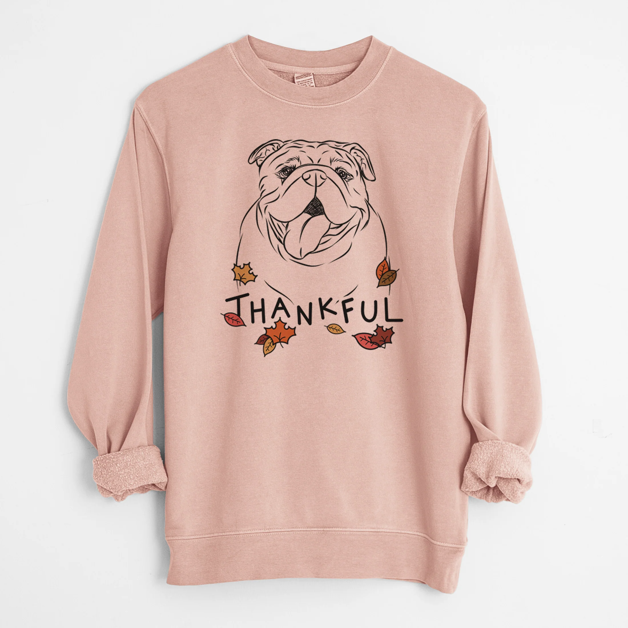 Thankful Missy Moo the English Bulldog - Unisex Pigment Dyed Crew Sweatshirt - Image 7