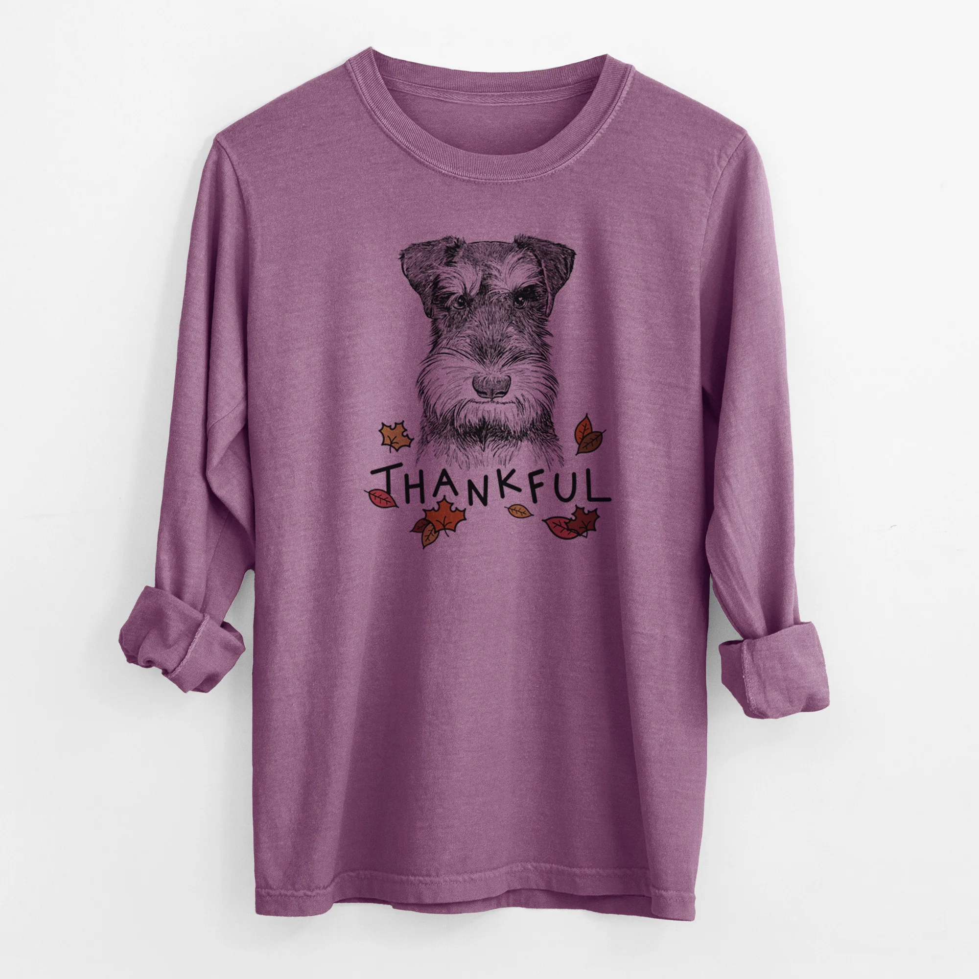 Thankful Murphy the Mini Schnauzer - Men's Heavyweight 100% Cotton Long Sleeve - Image 9