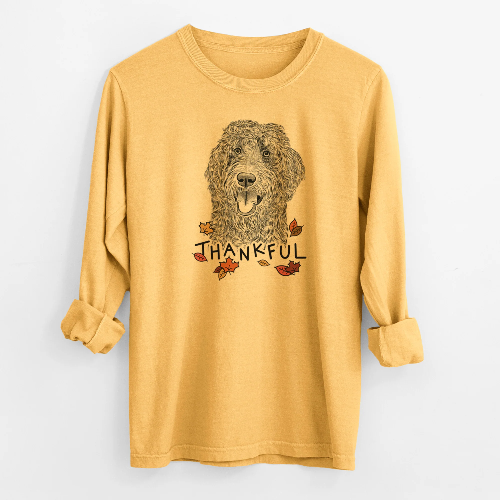 Thankful Murr Dog the Labradoodle - Men's Heavyweight 100% Cotton Long Sleeve - Image 3
