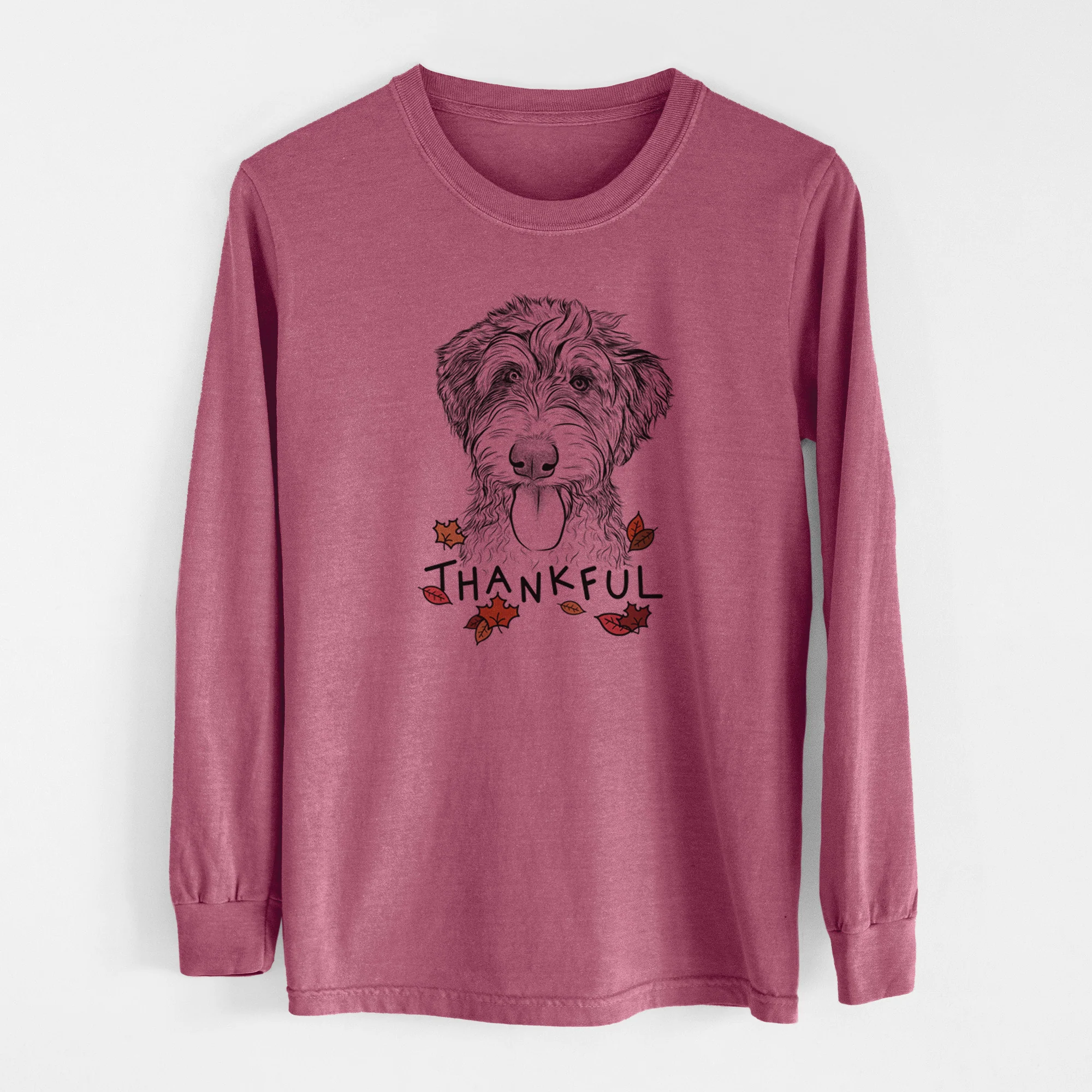 Thankful Myrtle Mae the Aussiedoodle - Men's Heavyweight 100% Cotton Long Sleeve - Image 10