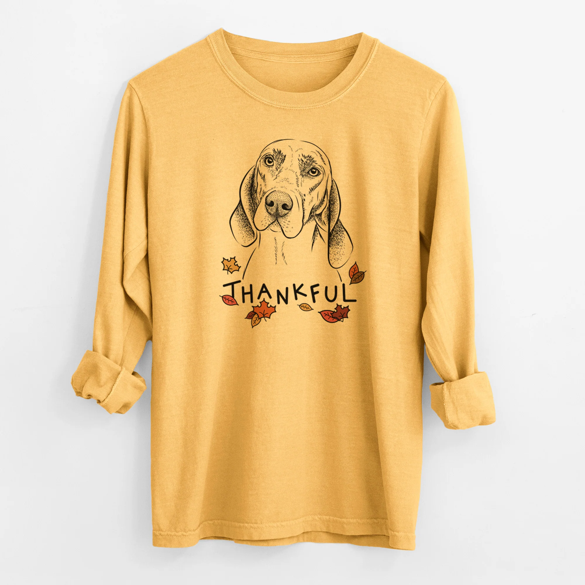 Thankful Norman the Plott Hound - Men's Heavyweight 100% Cotton Long Sleeve - Image 3
