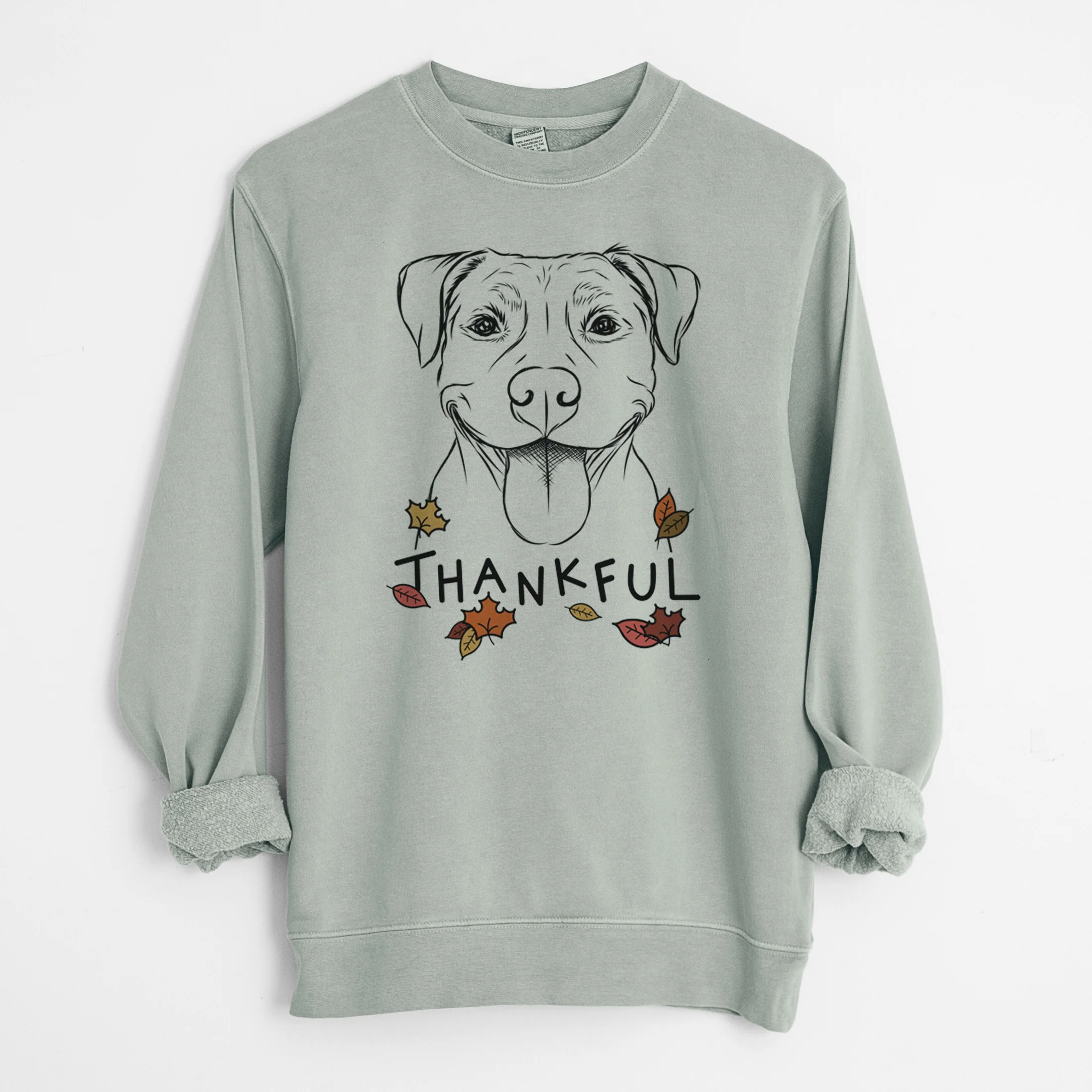 Thankful Parker the Pitbull - Unisex Pigment Dyed Crew Sweatshirt - Image 8