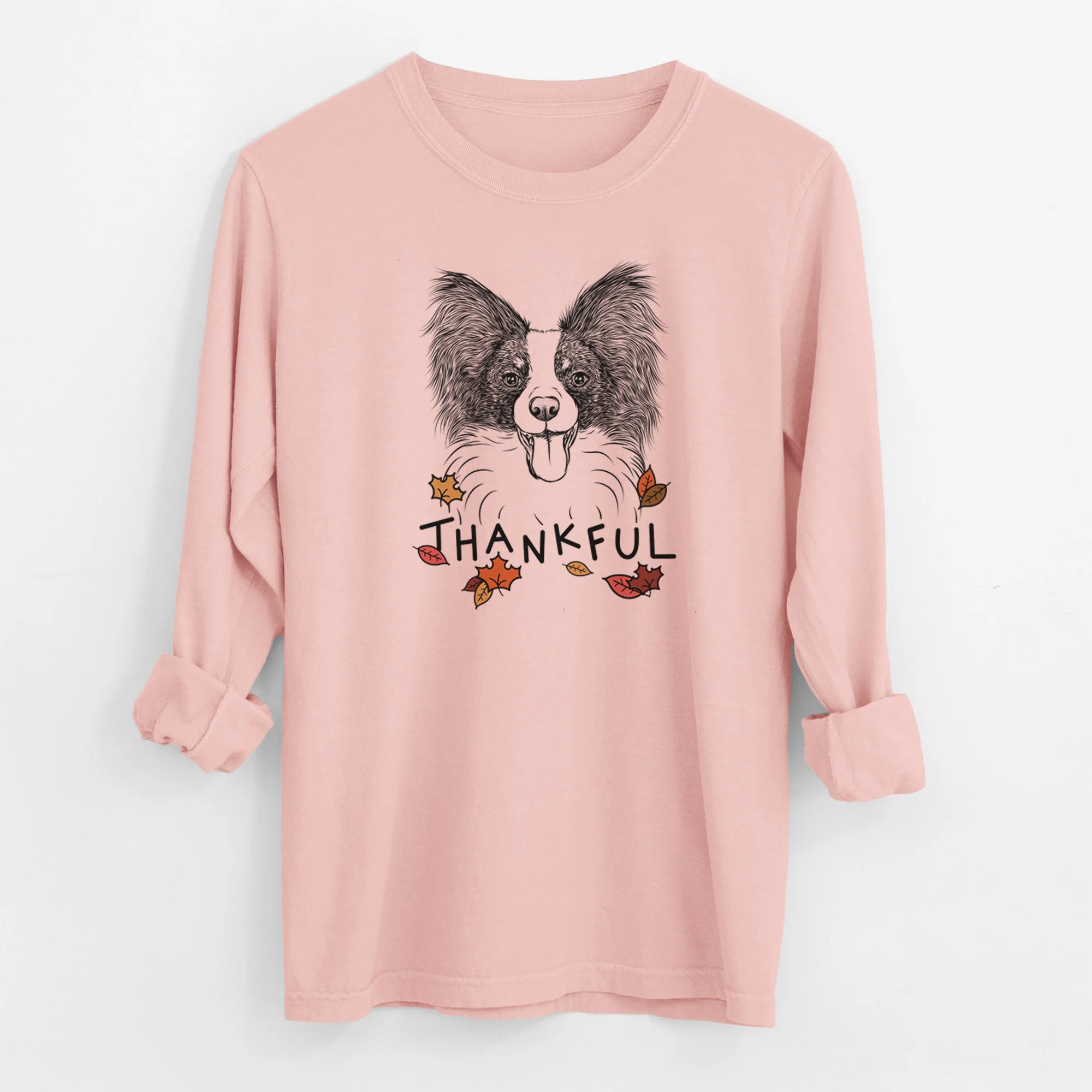 Thankful Patrick the Papillon - Men's Heavyweight 100% Cotton Long Sleeve - Image 11