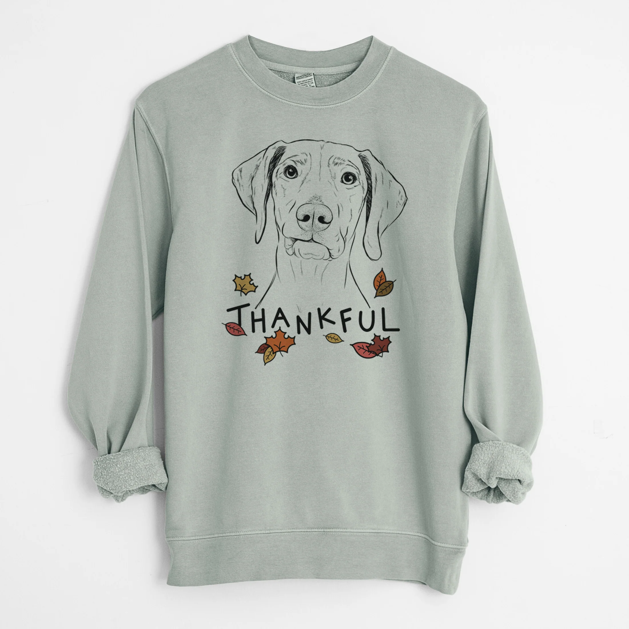 Thankful Pawley the Vizsla - Unisex Pigment Dyed Crew Sweatshirt - Image 8