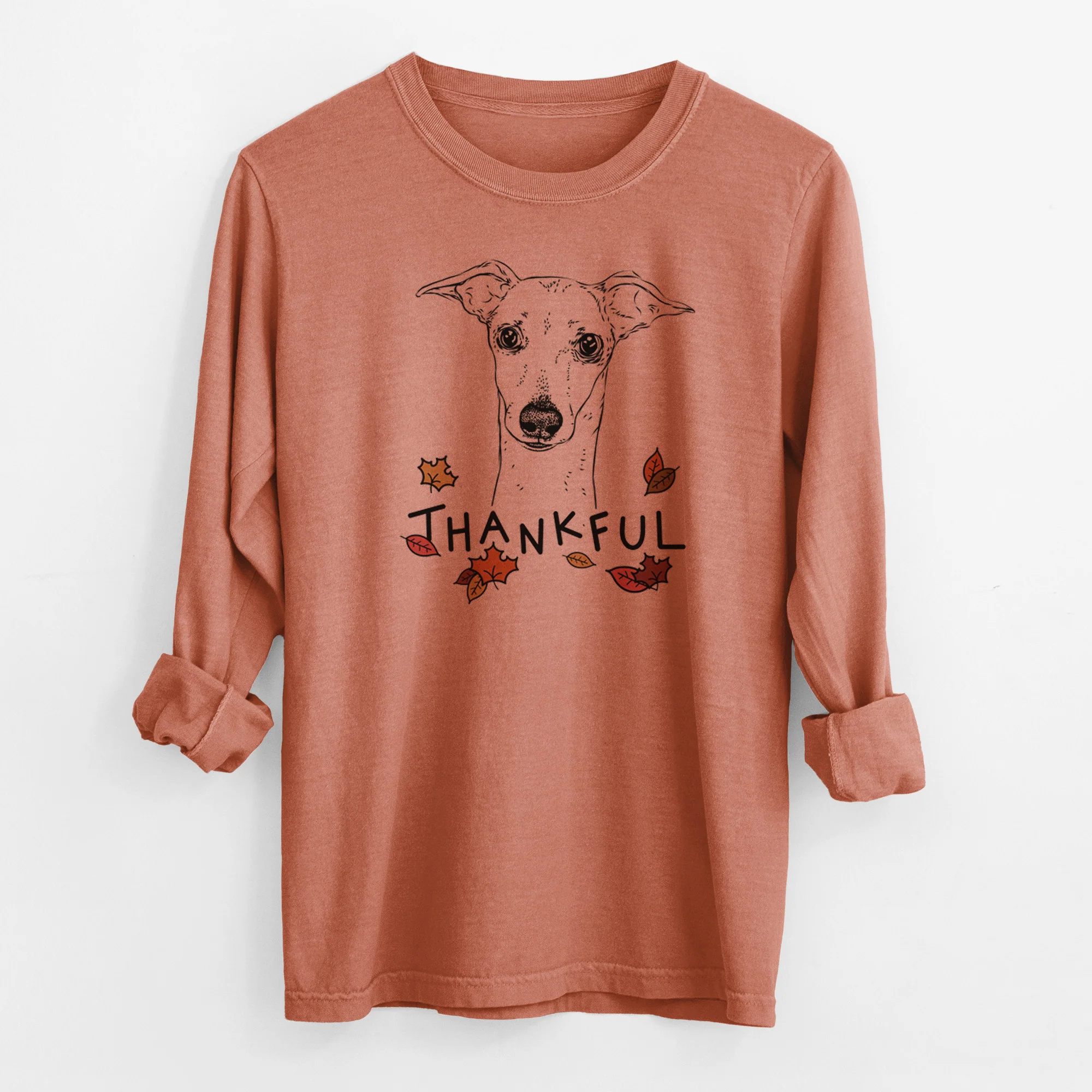Thankful Pip the Italian Greyhound - Men's Heavyweight 100% Cotton Long Sleeve - Image 13
