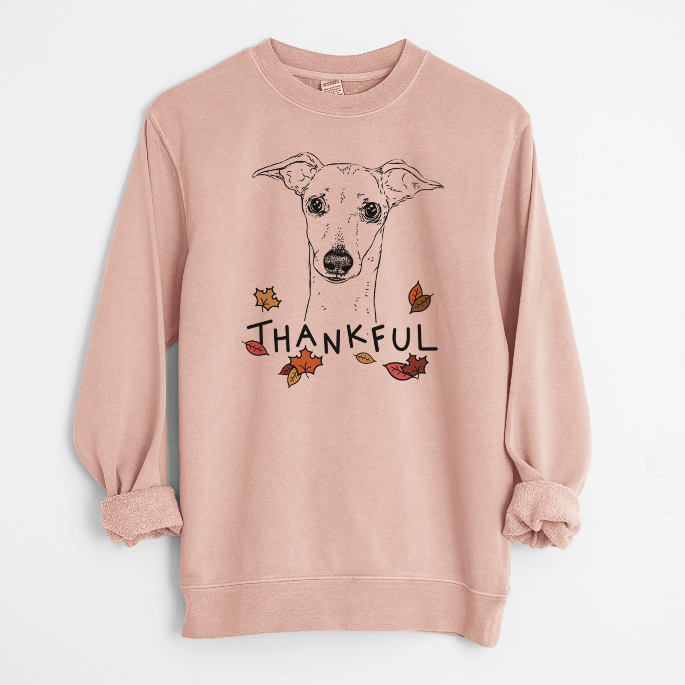 Thankful Pip the Italian Greyhound - Unisex Pigment Dyed Crew Sweatshirt - Image 7