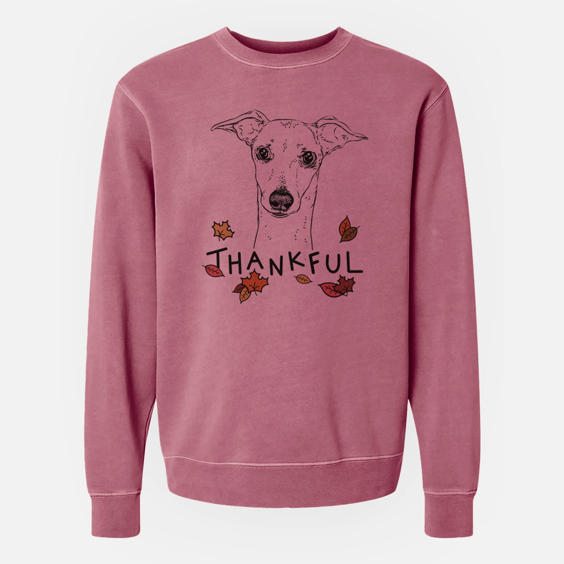 Thankful Pip the Italian Greyhound - Unisex Pigment Dyed Crew Sweatshirt - Image 9