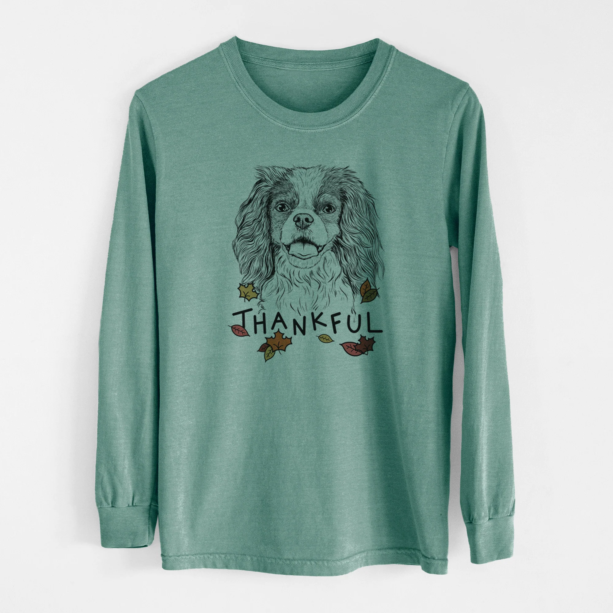 Thankful Poppy the Cavalier King Charles Spaniel - Men's Heavyweight 100% Cotton Long Sleeve - Image 12