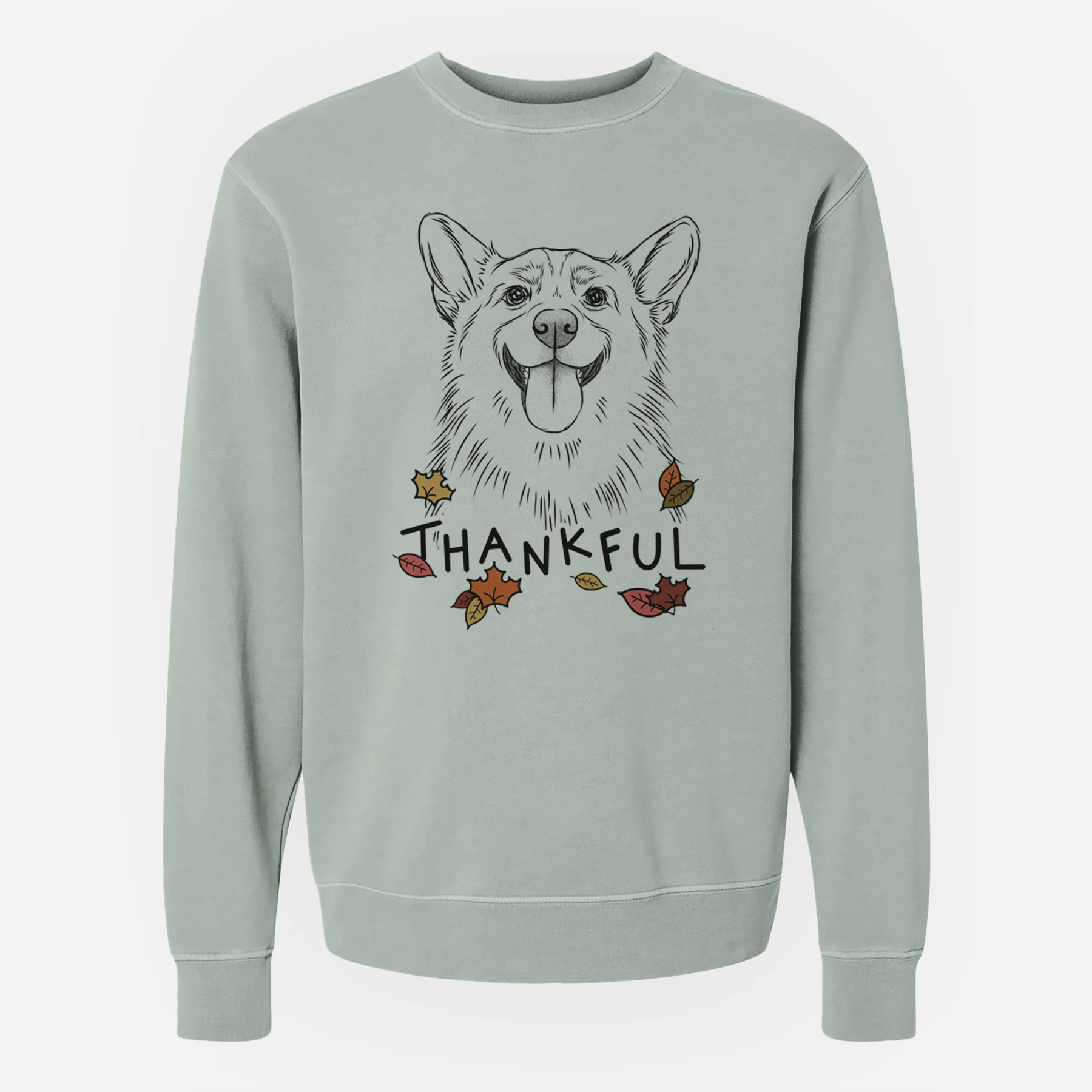 Thankful Porter the Pembroke Welsh Corgi - Unisex Pigment Dyed Crew Sweatshirt - Image 6