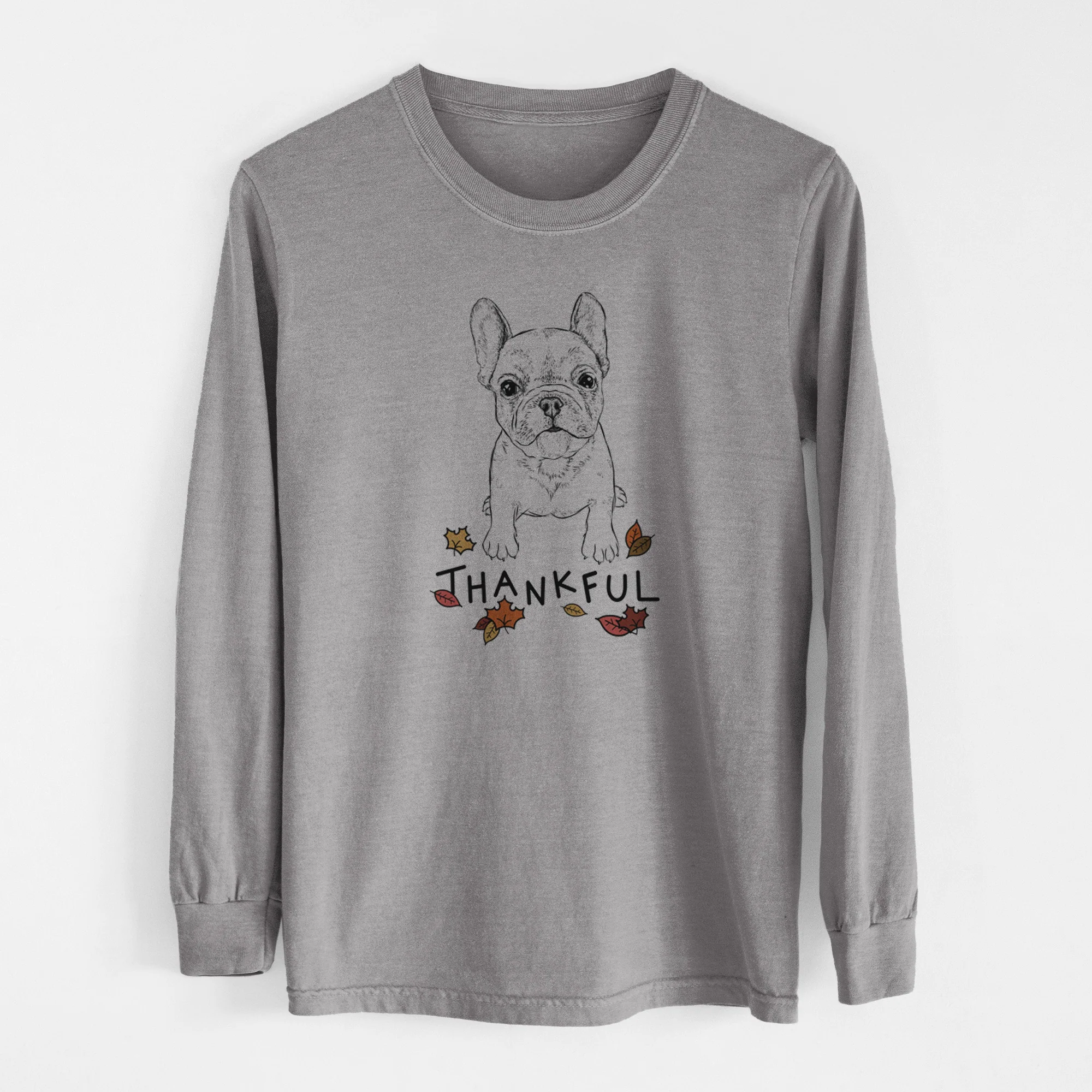 Thankful Puppy Pierre the French Bulldog - Men's Heavyweight 100% Cotton Long Sleeve - Image 7