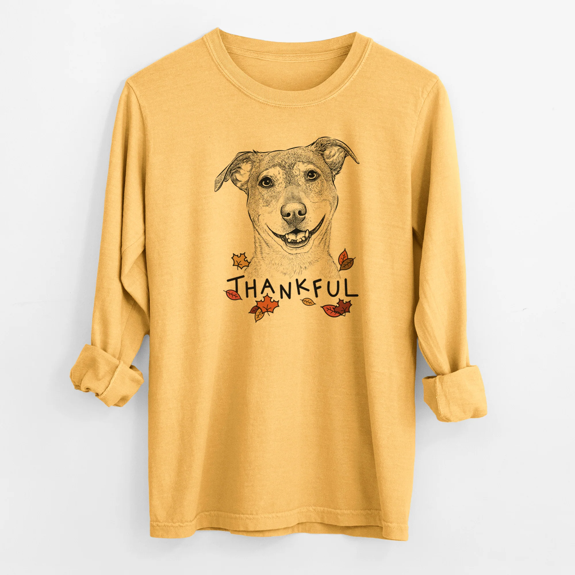 Thankful Reese the Mountain Cur - Men's Heavyweight 100% Cotton Long Sleeve - Image 3