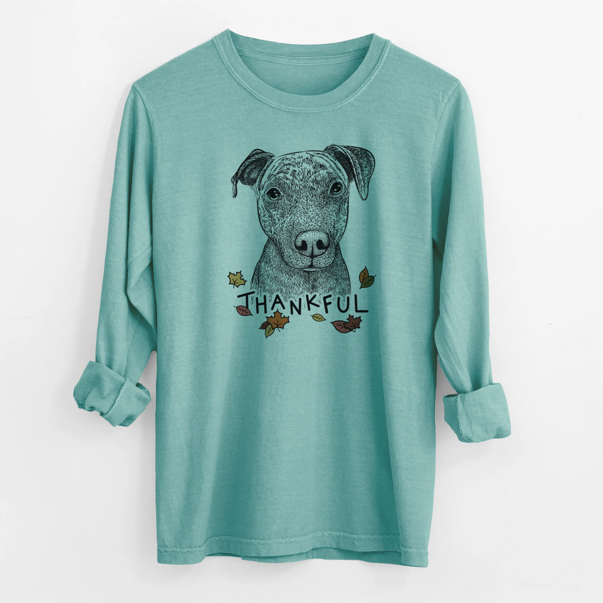 Thankful Reeses the Pitbull - Men's Heavyweight 100% Cotton Long Sleeve