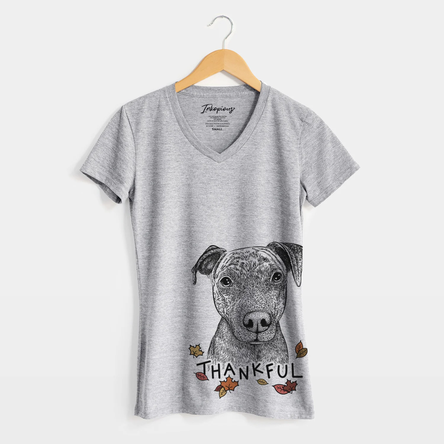 Thankful Reeses the Pitbull - Women's V-neck Shirt - Image 5