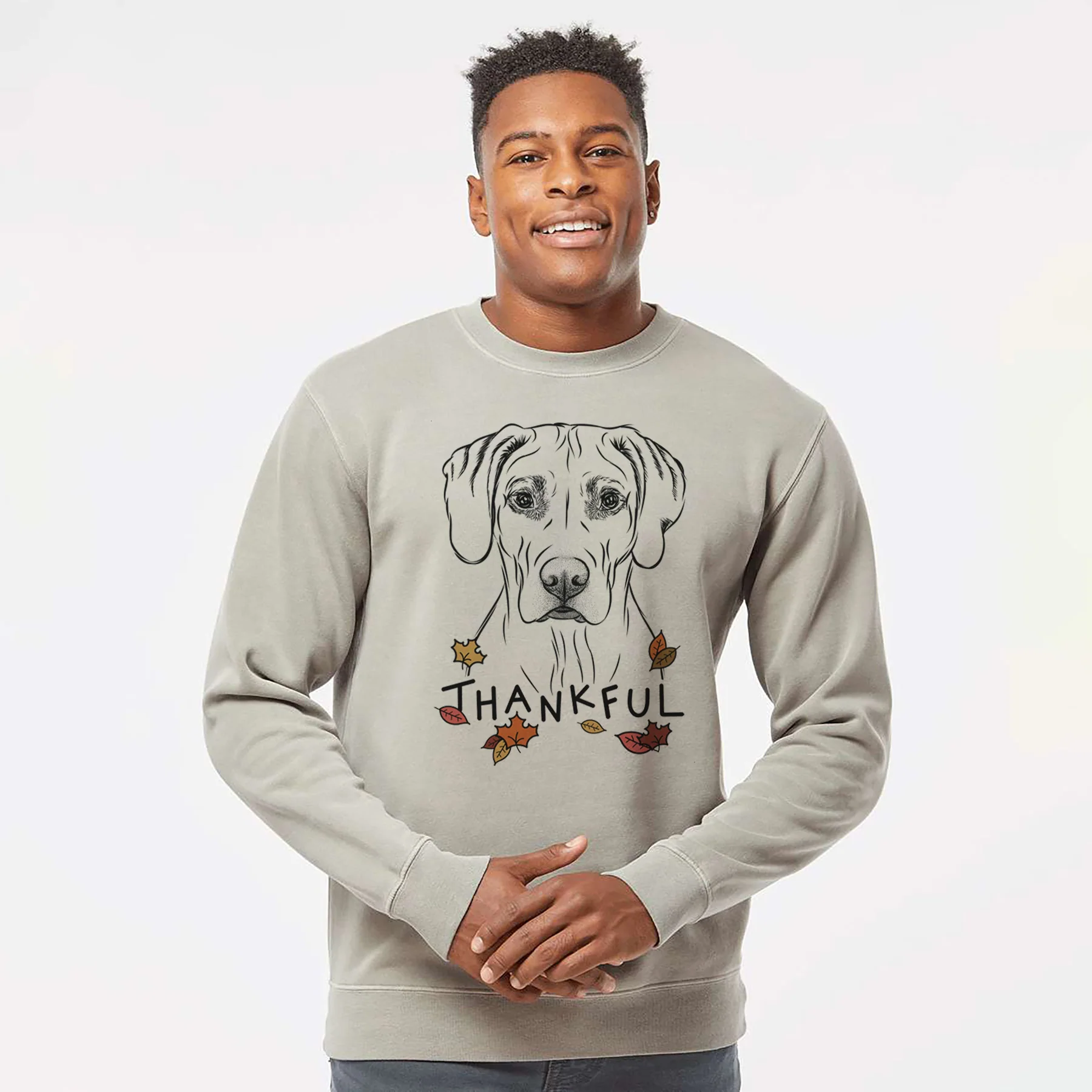 Thankful Reid the Rhodesian Ridgeback - Unisex Pigment Dyed Crew Sweatshirt - Image 5
