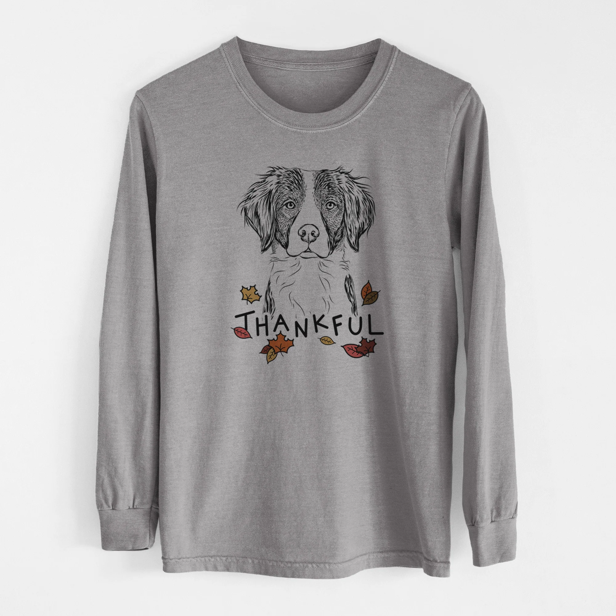 Thankful Remi the Brittany - Men's Heavyweight 100% Cotton Long Sleeve - Image 7