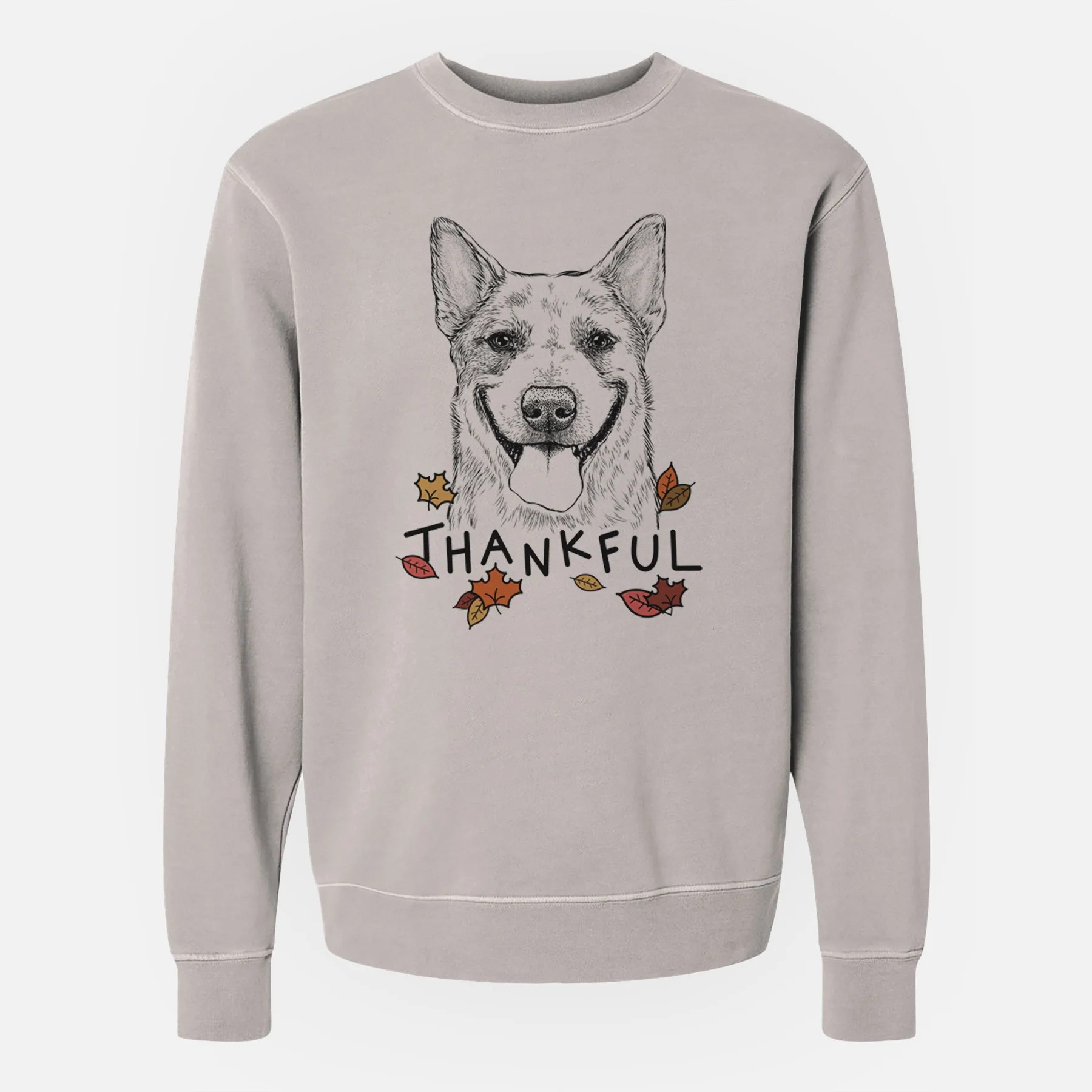 Thankful Rio the Australian Cattle Dog - Unisex Pigment Dyed Crew Sweatshirt - Image 3