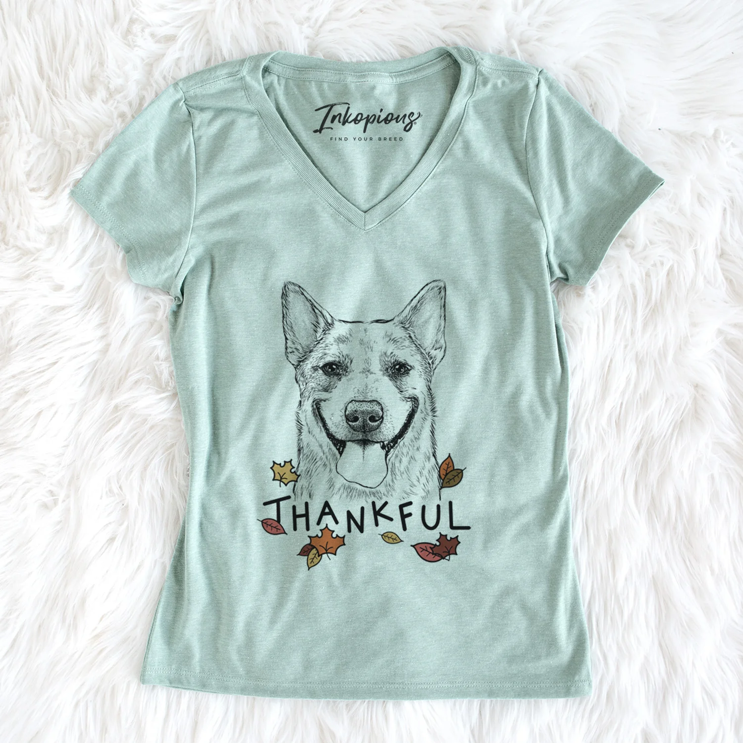 Thankful Rio the Australian Cattle Dog - Women's V-neck Shirt
