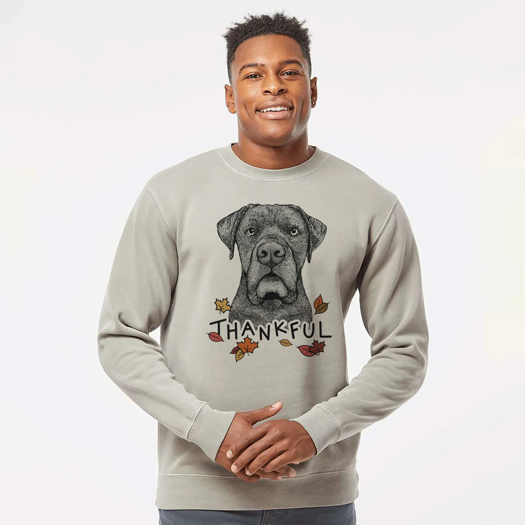 Thankful Rocco the Cane Corso - Unisex Pigment Dyed Crew Sweatshirt - Image 5