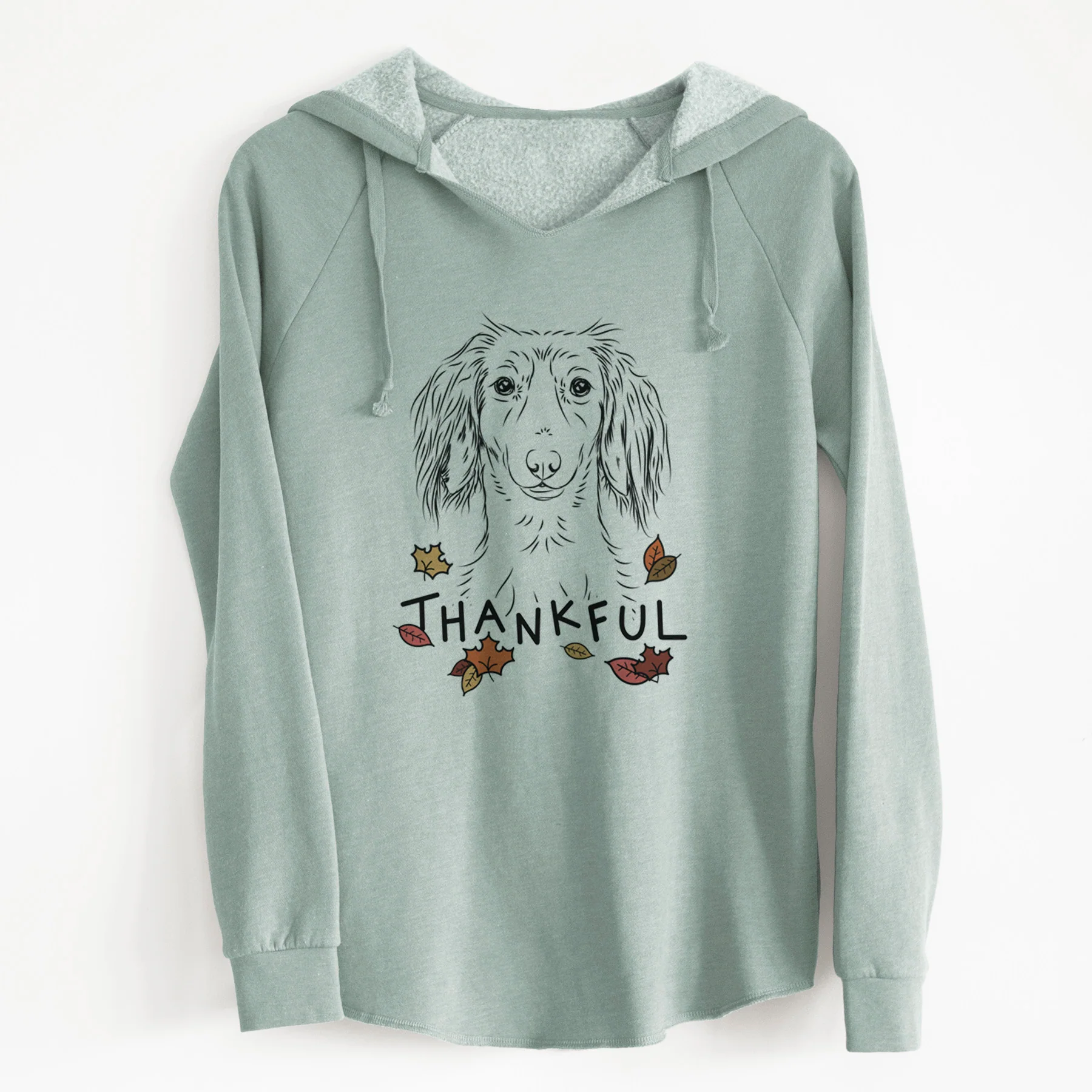 Thankful Roux the Long Haired Dachshund - Cali Wave Hooded Sweatshirt - Image 8