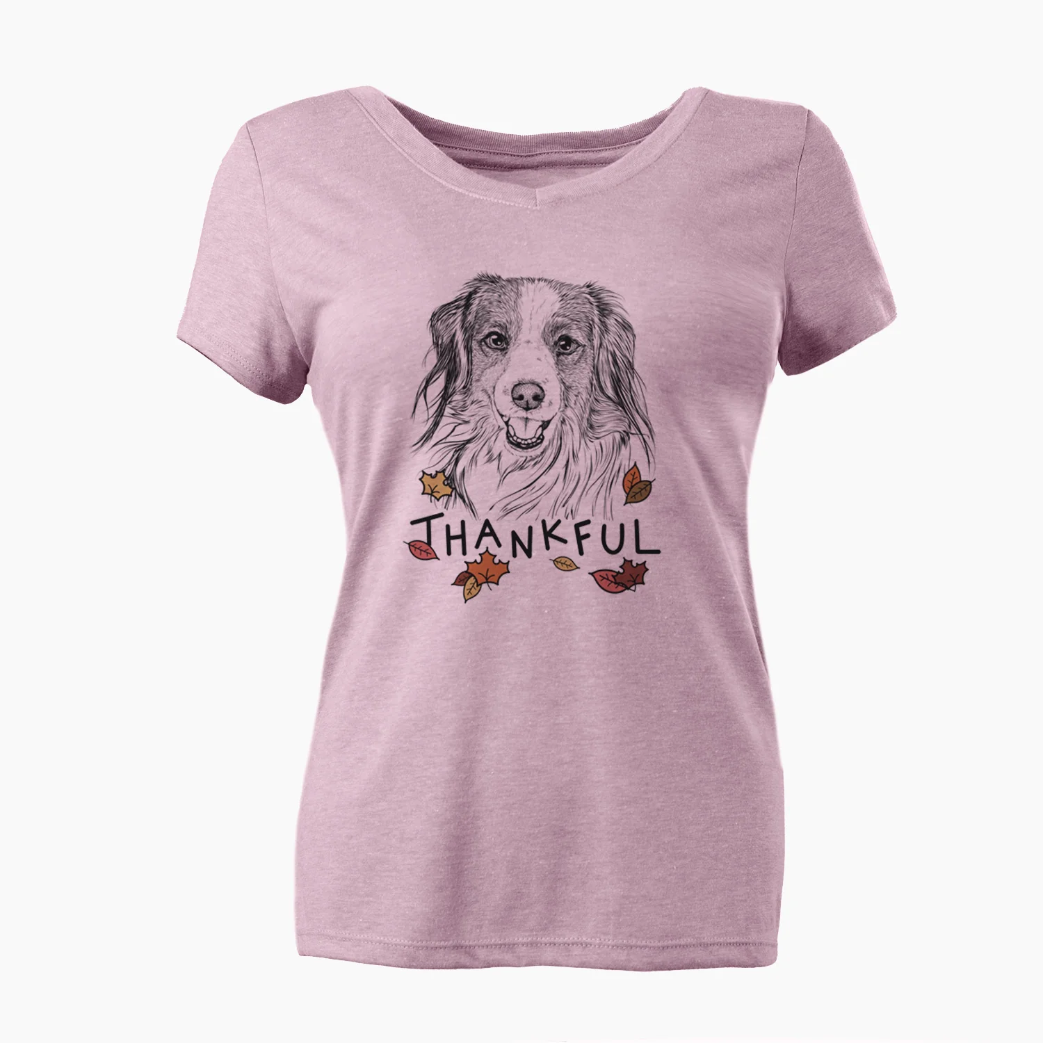 Thankful Rutger the Nederlandse Kooikerhondje - Women's V-neck Shirt - Image 3